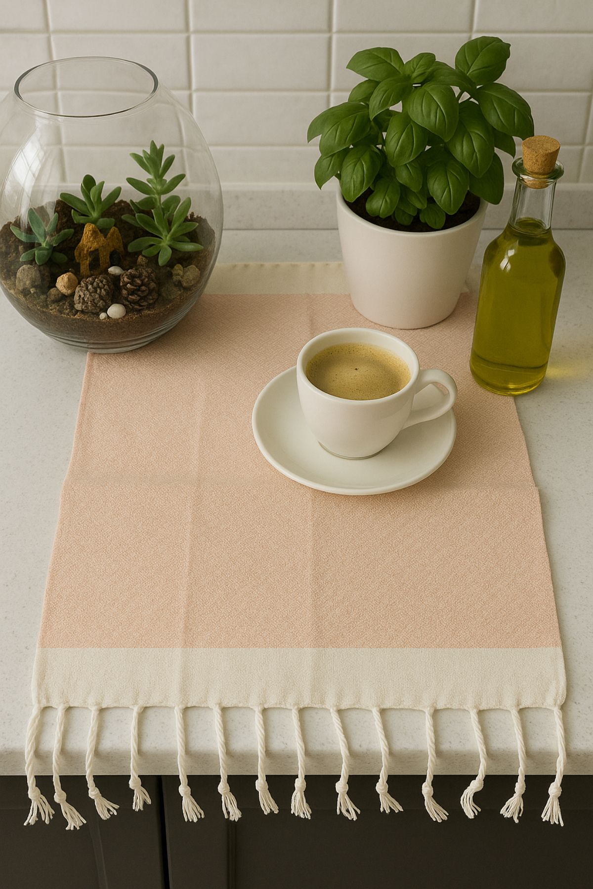 mihriban 2'Li Sultan Naturel Saçaklı Mutfak Kurulama Havlusu 45x80 cm Peşkir (2 ADET)