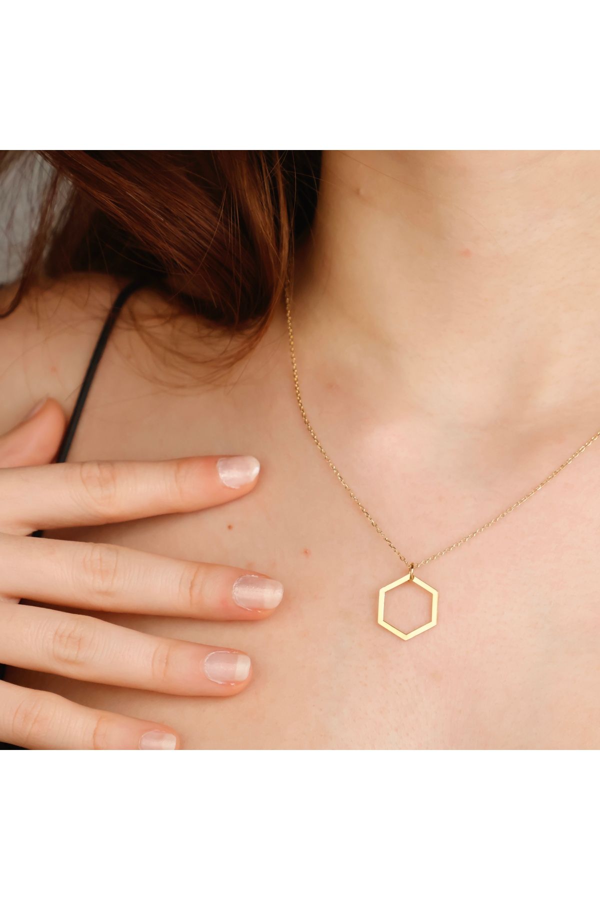 ALTINTEMAS Altıgen Minimal Kolye 18K Altın Kaplama 925 Ayar Gümüş