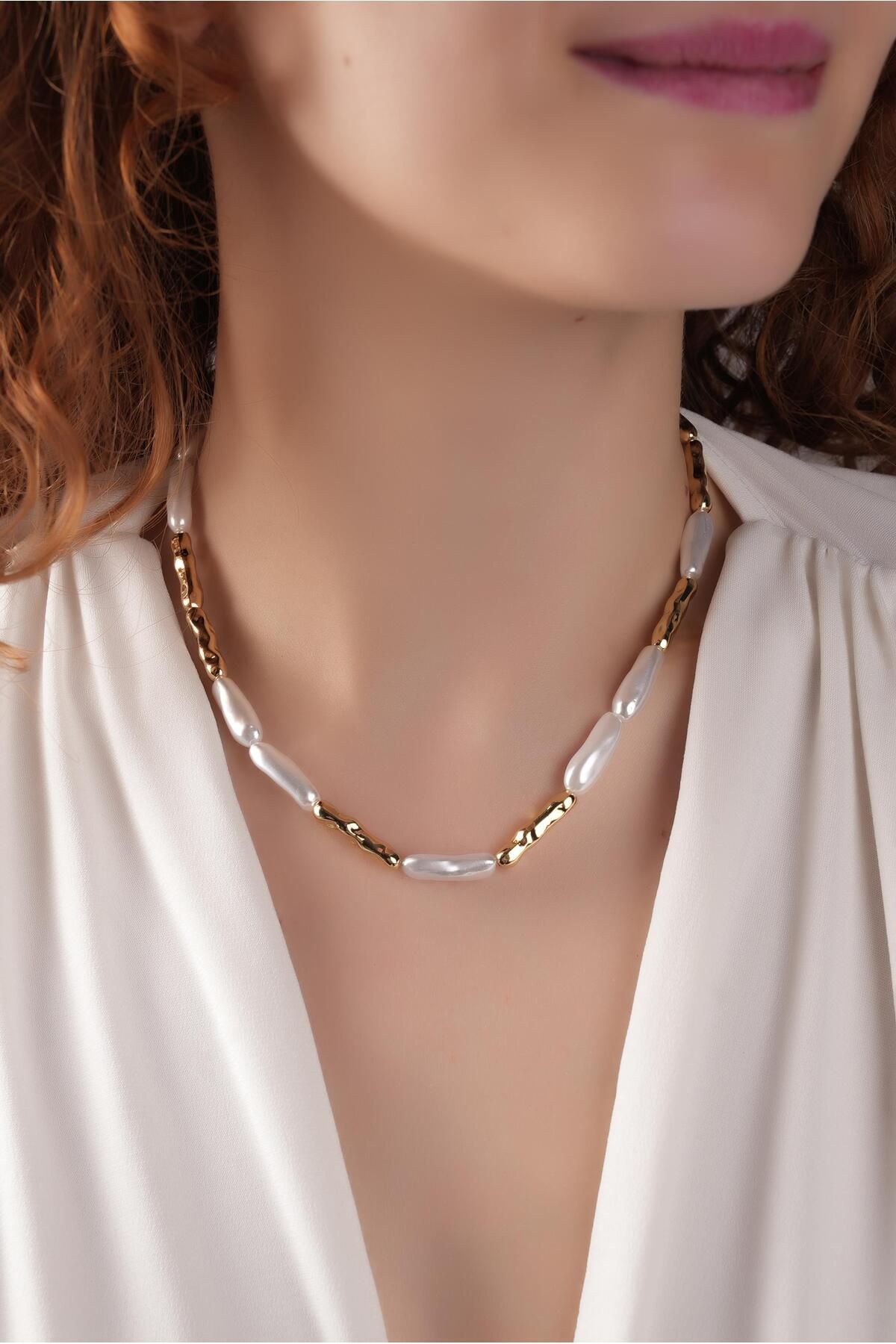 Çlk Accessories Premium Plaka Lazer Kesim İnci Kolye 50750