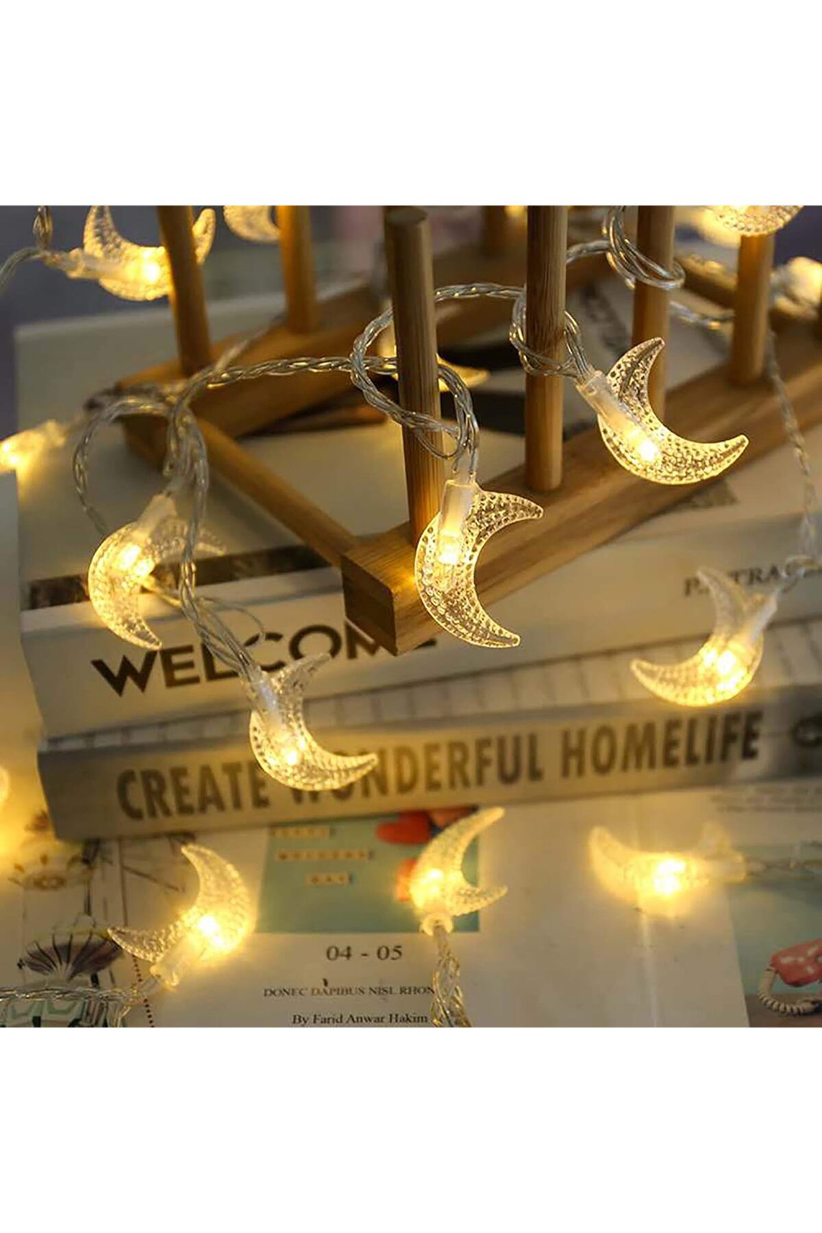 Mi-ÇA HOME 3m 20 Led Gün Işığı 2 Kademeli Ay Şekilli Fişli Dekoratif İç Ve Dış Mekan Aydınlatma Işığı