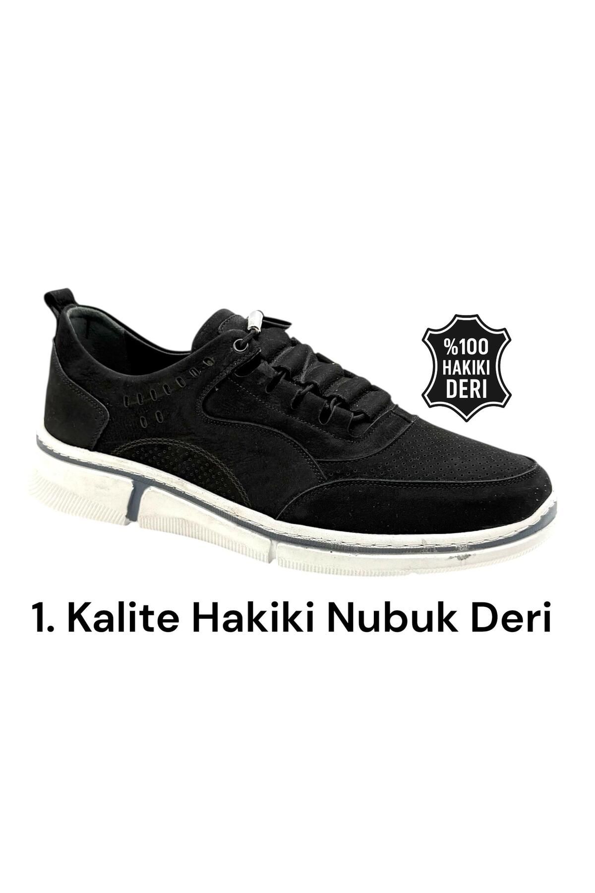 İYİSİNDEN SHOES Hakiki deri erkek lastikli ortapedik ayakkabı-hafif poli taban, komple dikişli