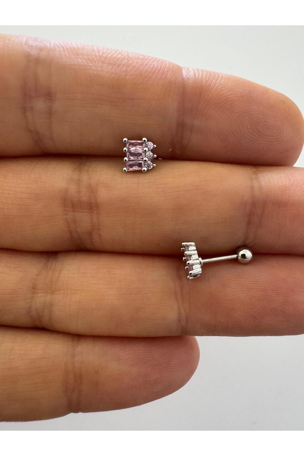 Arescollection 1 adet zirkon taşlı helix tragus lobe uyumlu piercing küpe