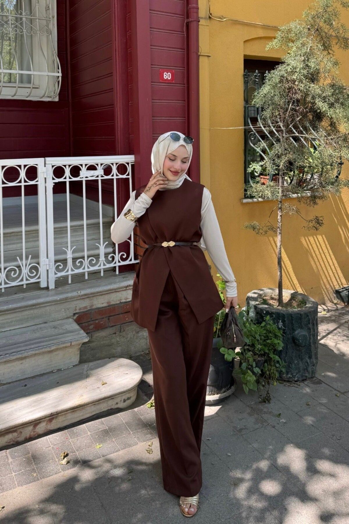 lurex moda Yelekli Pantolon Takım