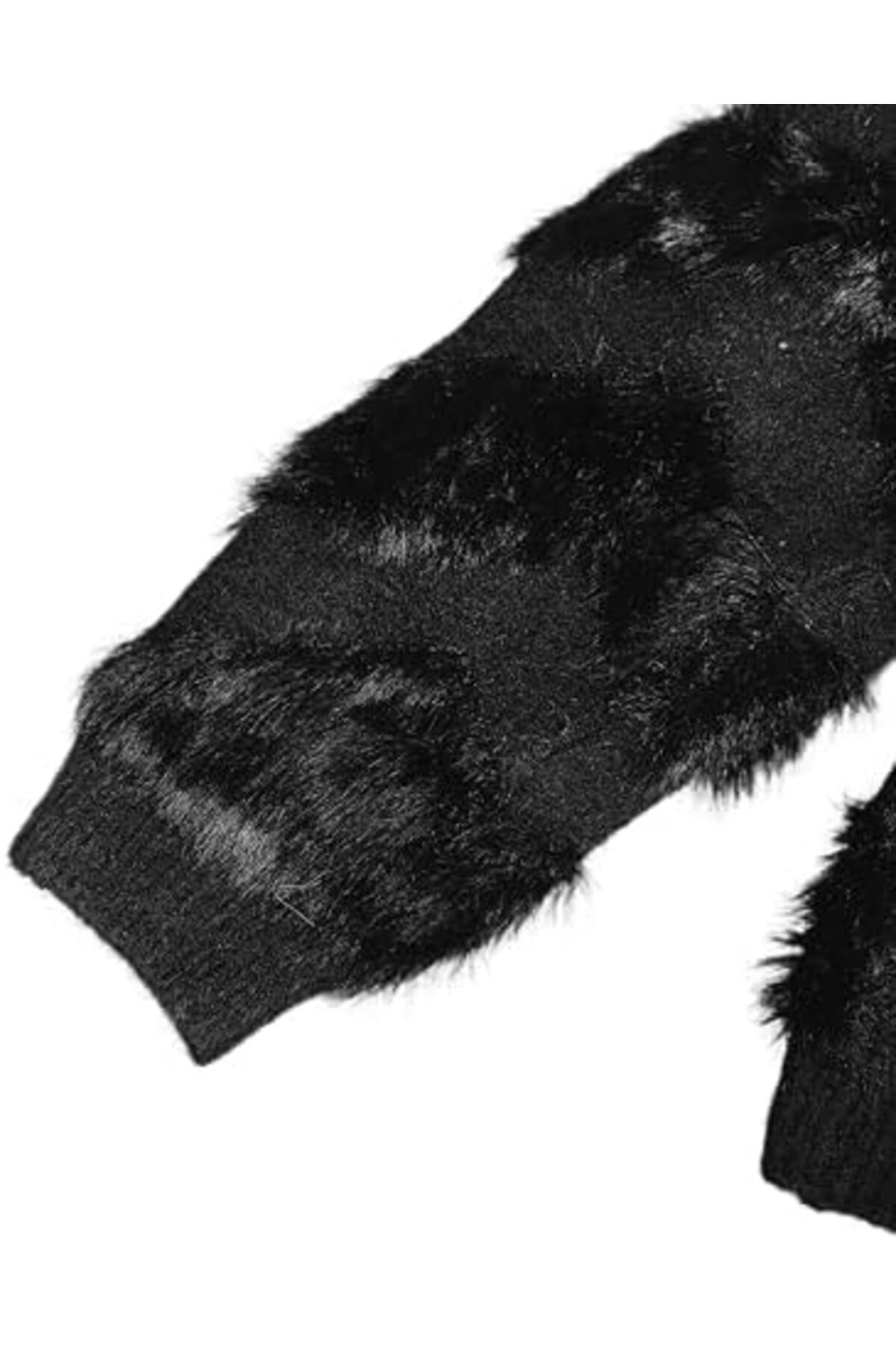 جاكيت قصير من الموهير الأسود برقبة على شكل حرف V للنساء والفتيات من