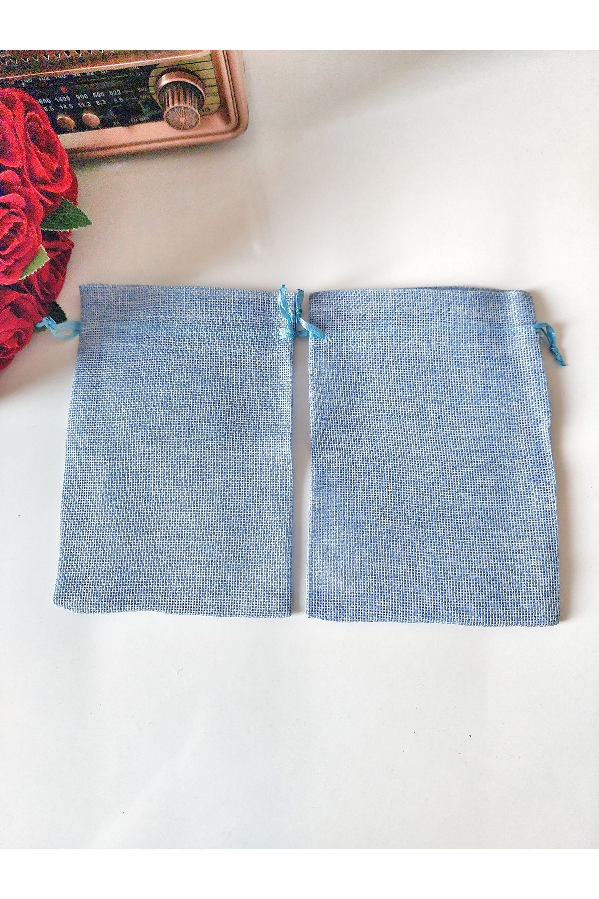 eceninhayaldunyasi Kese mavi 12*17 cm jüt kumaş 10 adet