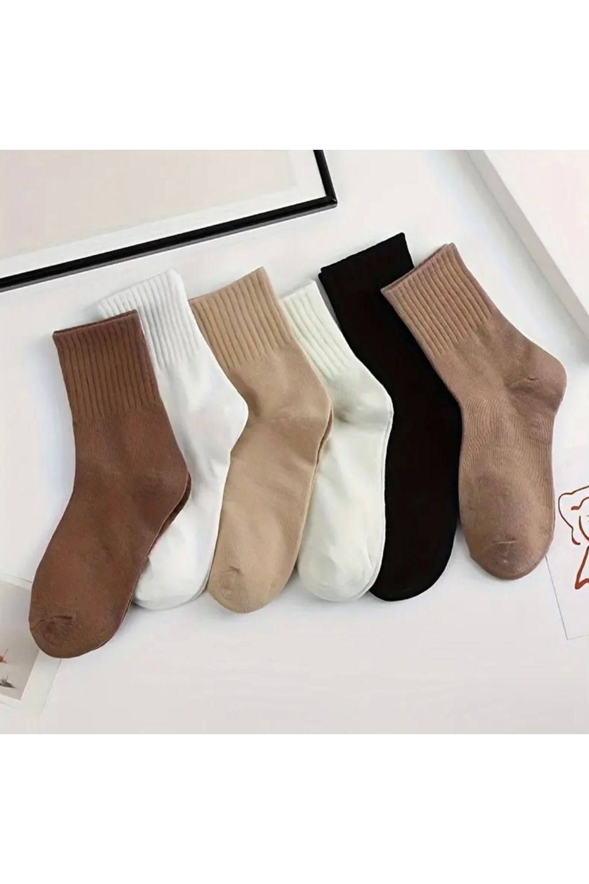 Bestrend 6’lı Unisex Düz Renk Karışık Tenis Çorap