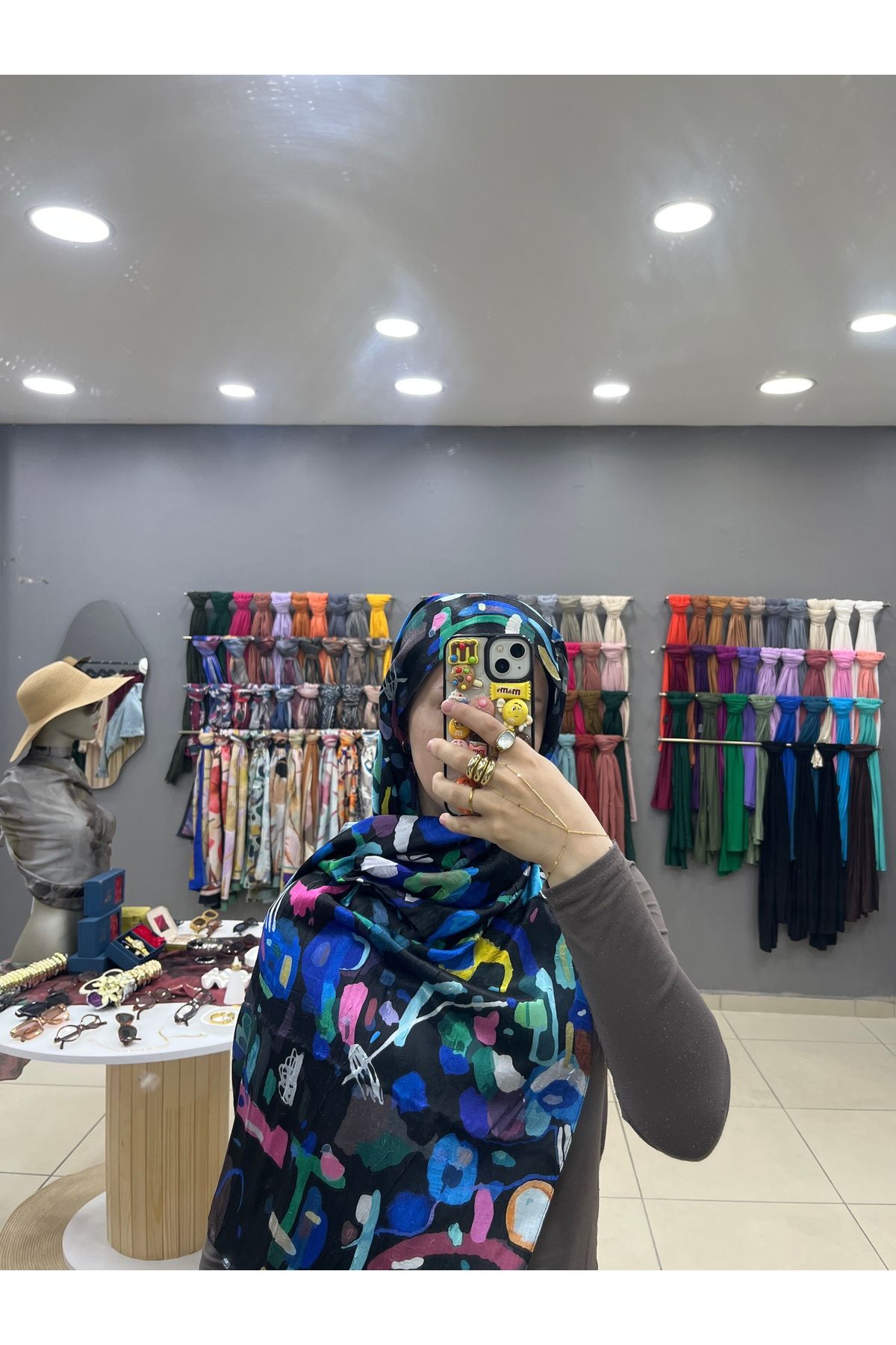 MADİ Ruby desen parlak pamuklu şal