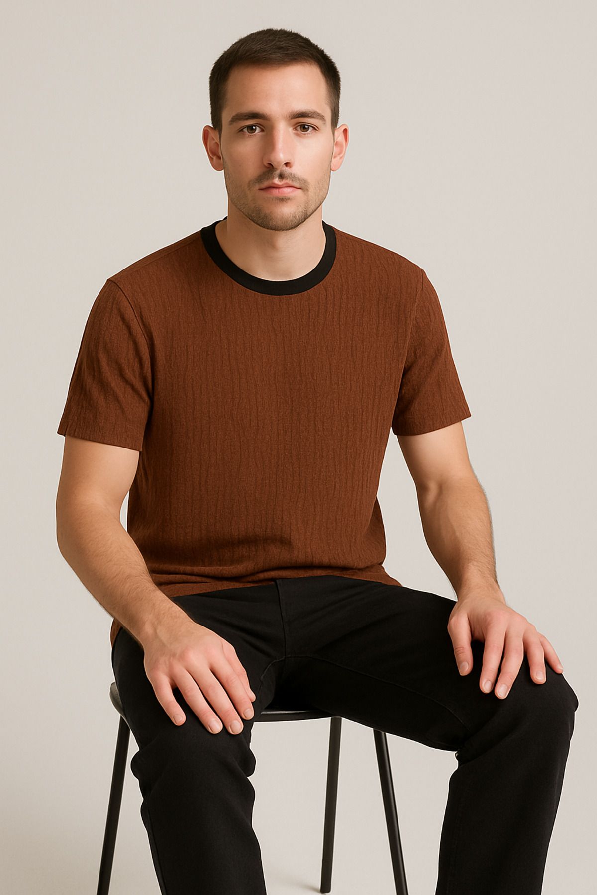 LeiraGYM Unisex Kahverengi Basic T-Shirt - Kahverengi