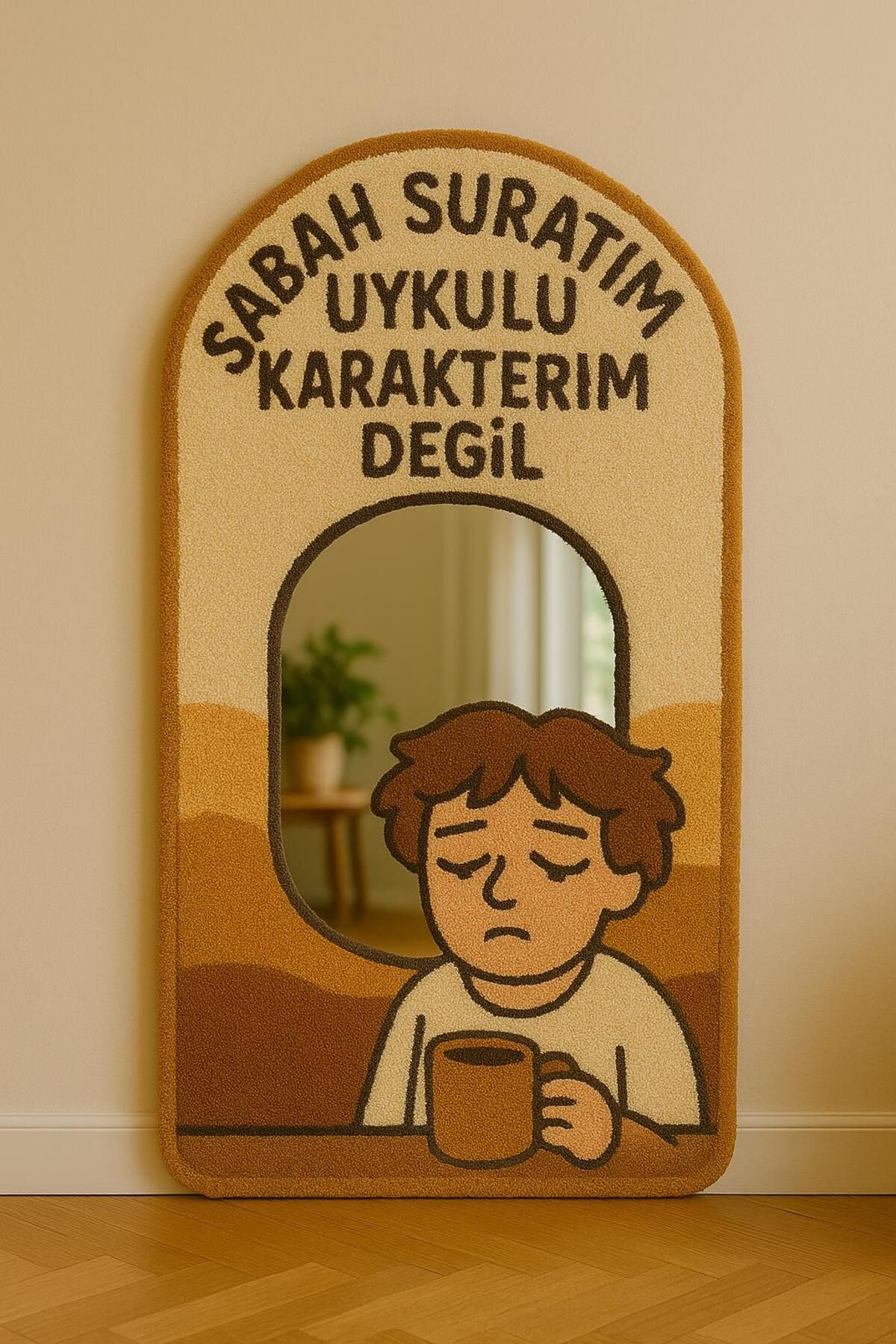 Afro Dekorasyon Tufting Ayna , Tasarım Ayna , Hediyelik Dekor Ayna ,Bohem Retro Ayna