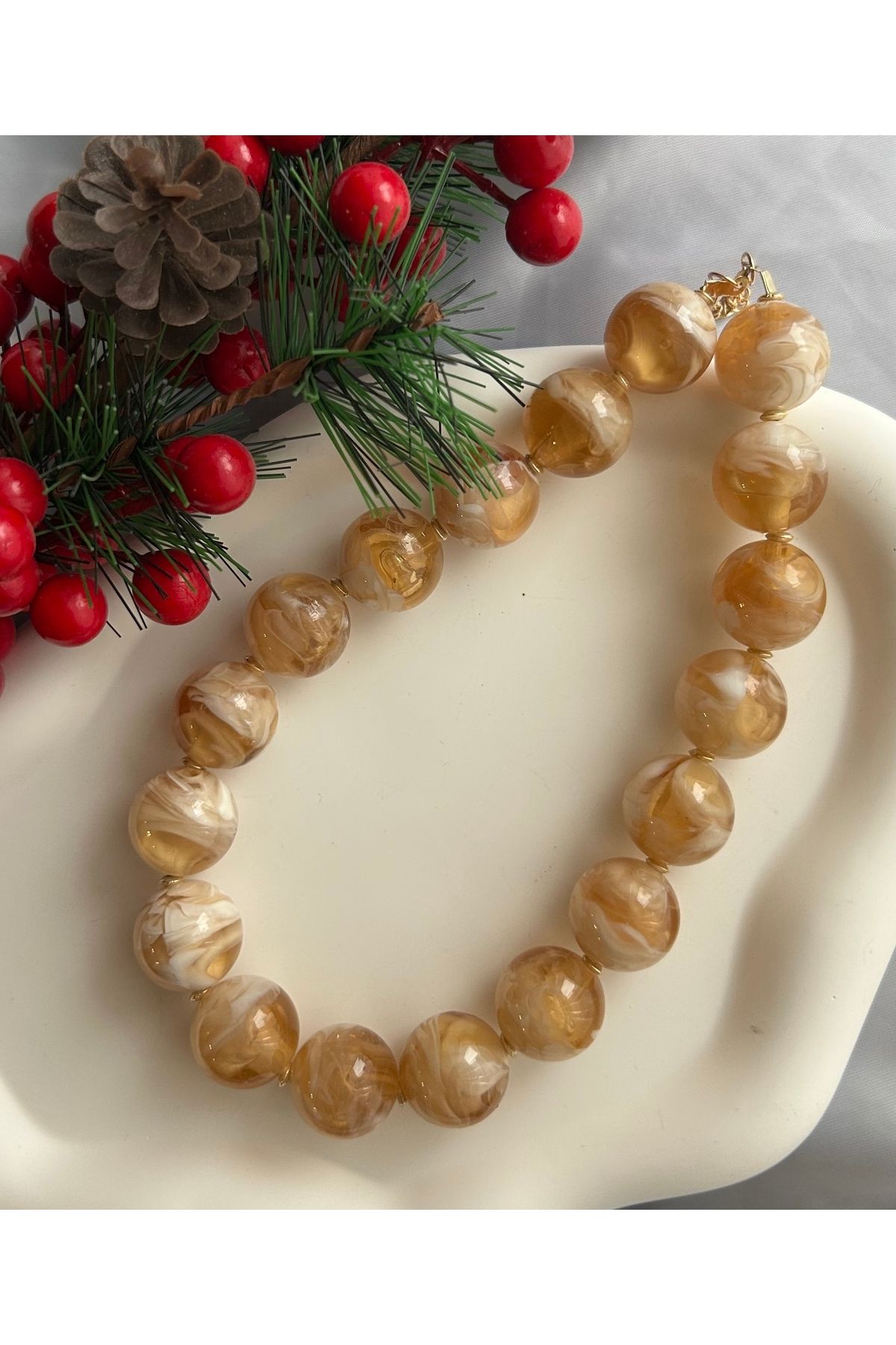 Mimosa Bal Rengi Top Kolye (2.3. ve 4. resim kombin amaçlıdır)
