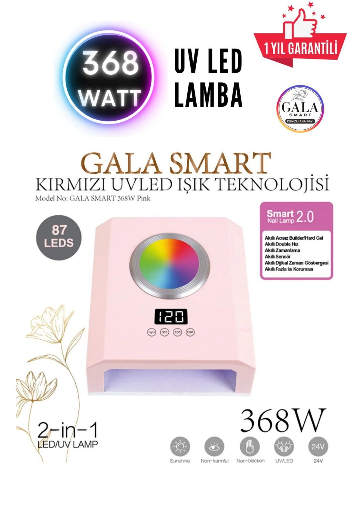 gala smart Protez Tırnak Kalıcı Oje Uv Led Lamba 368 Watt