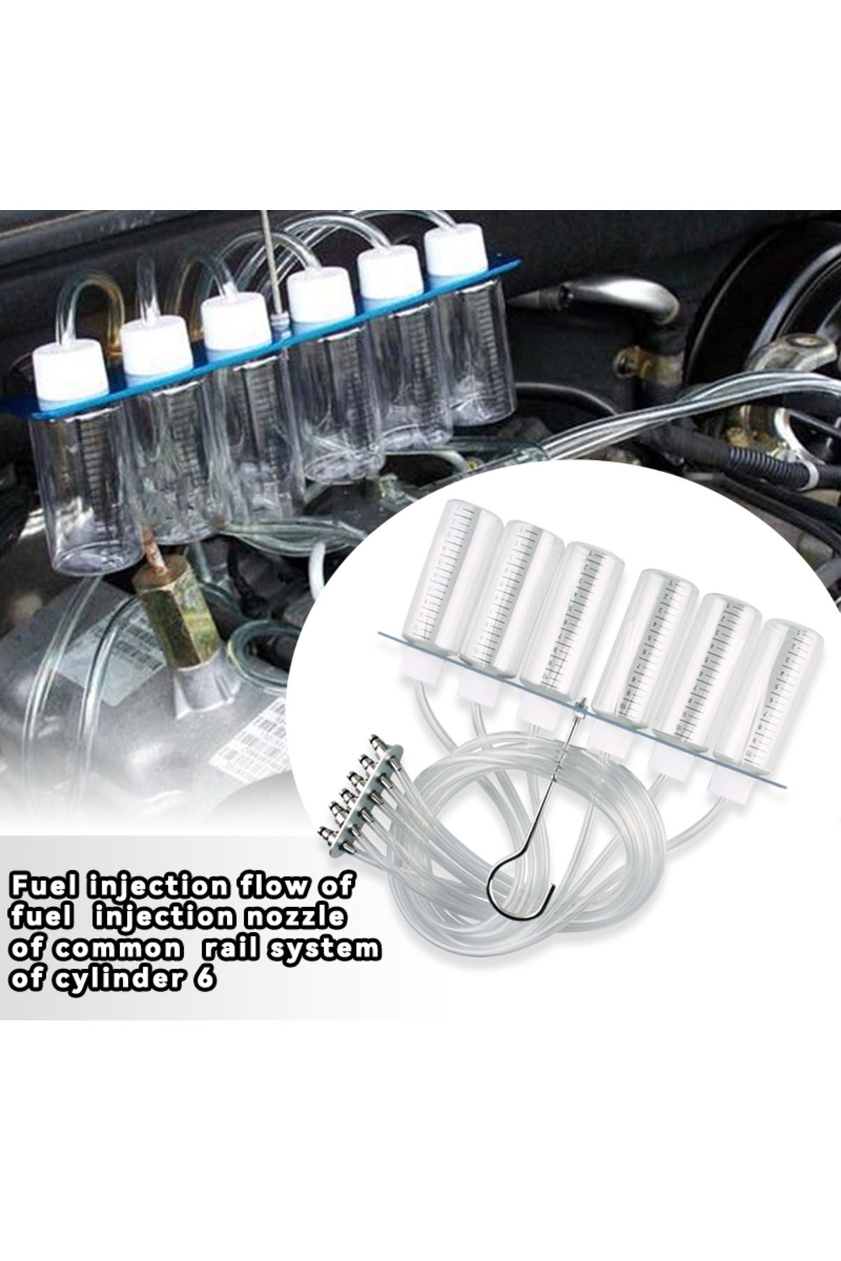 Choice-Diesel Engine Injector Flow Meter Test Kit 6-cylinder Common Rail Adapter Leak Diagnosis Kit 5