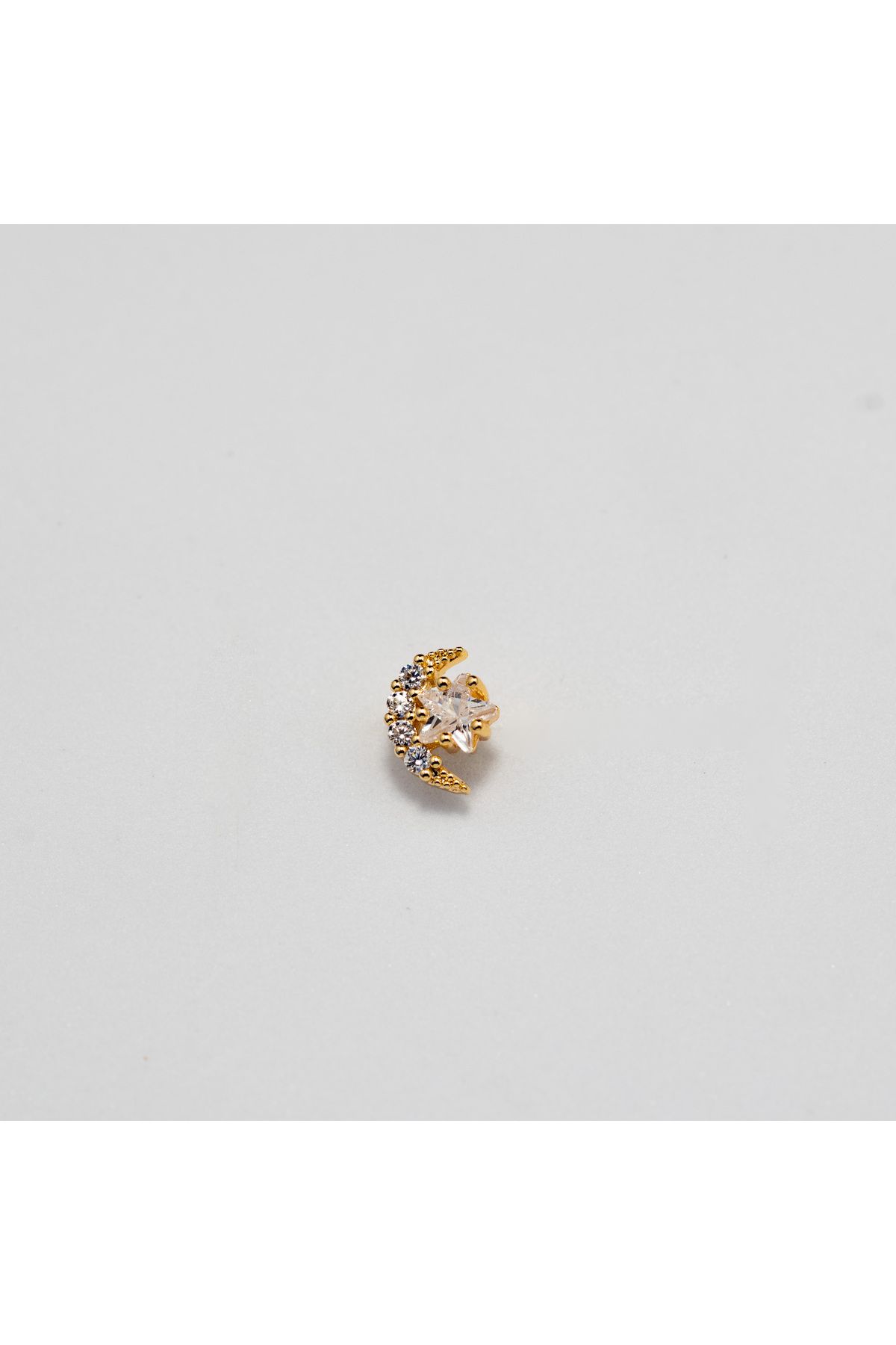 Piercing by Sever AY YILDIZ ÇELİK PIERCING… ALTIN/GOLD RENKLİ ve ŞEFFAF TAŞLI (TARGUS HELIX CONCH FLAT)
