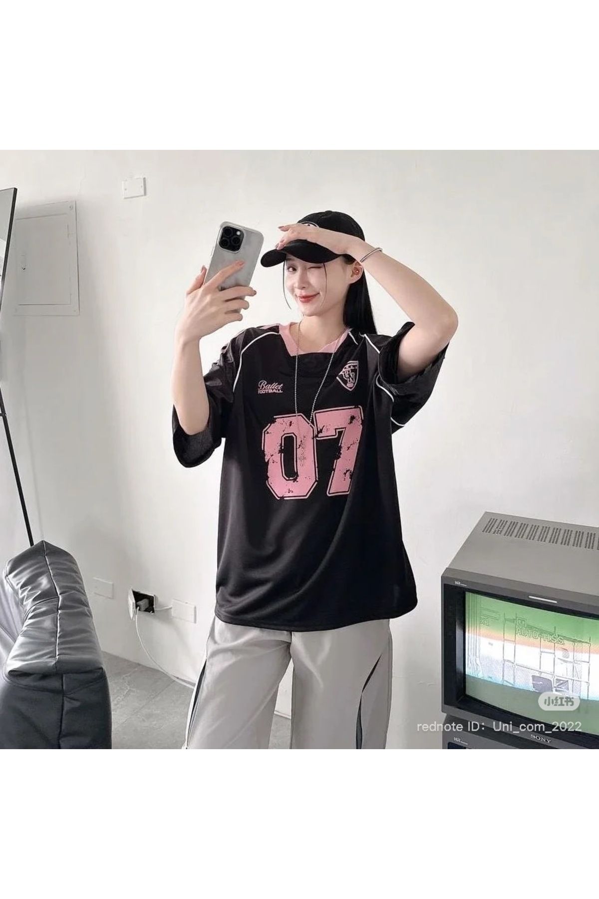 Minga London Ribbon 07 Pink & Black Oversize Unisex Tshirt -Minga London
