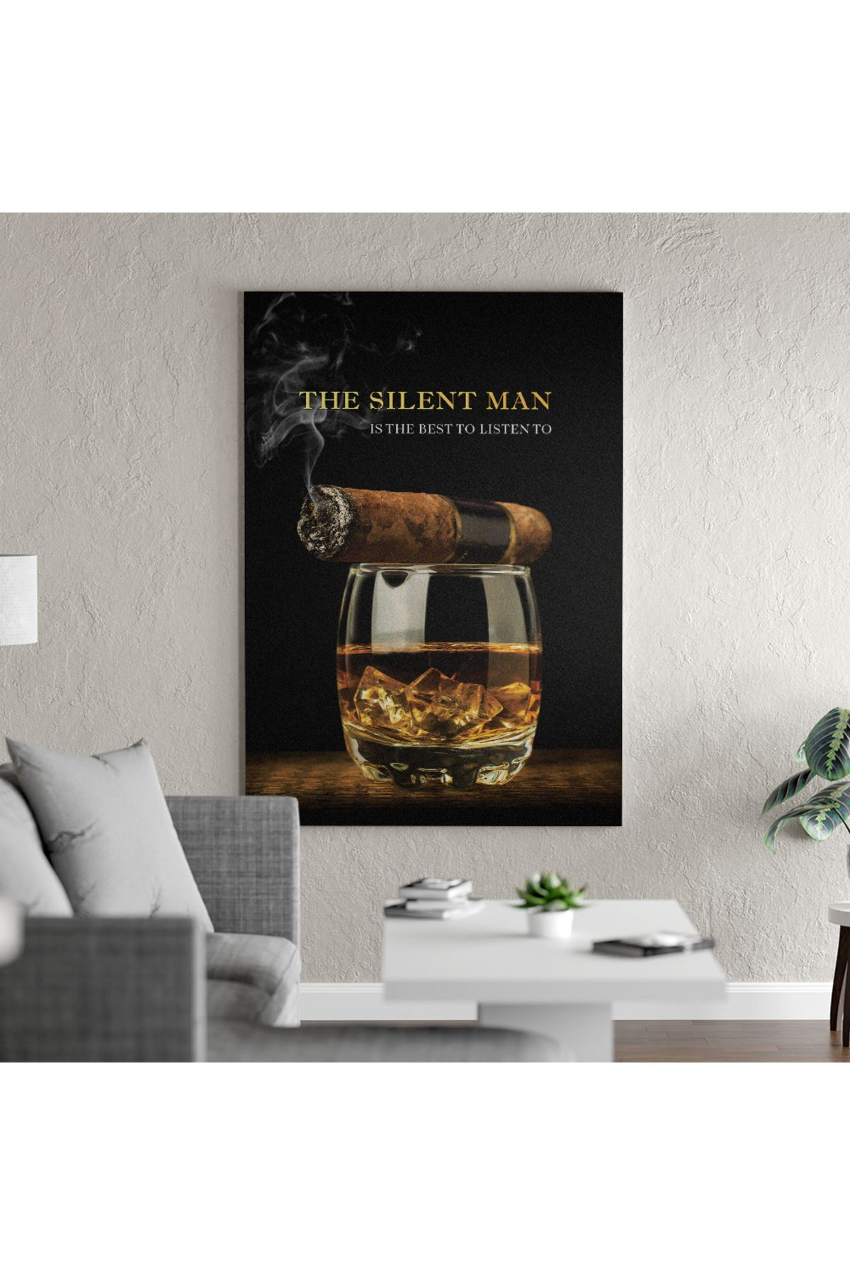 Yzc Store Viski Minimal Poster | Yüksek Kaliteli Kanvas Tablo | Bar & Ev Duvar Dekorasyonu | Lüks Tablo