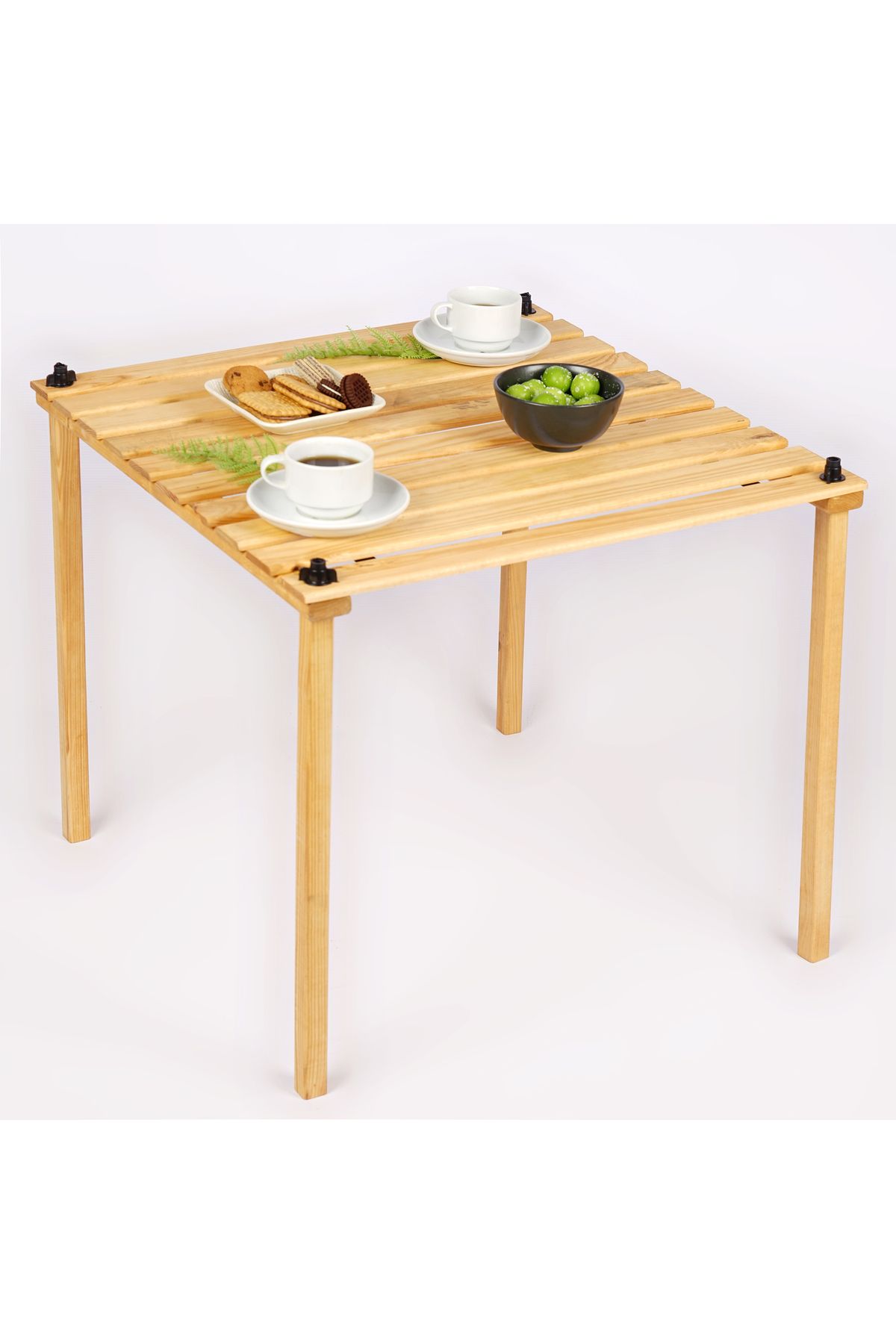 WOODENSA Ahşap Kamp Masası, Katlanabilir, Çantalı, Bahçe Balkon Plaj Piknik Masası 60x60 cm Kiraz