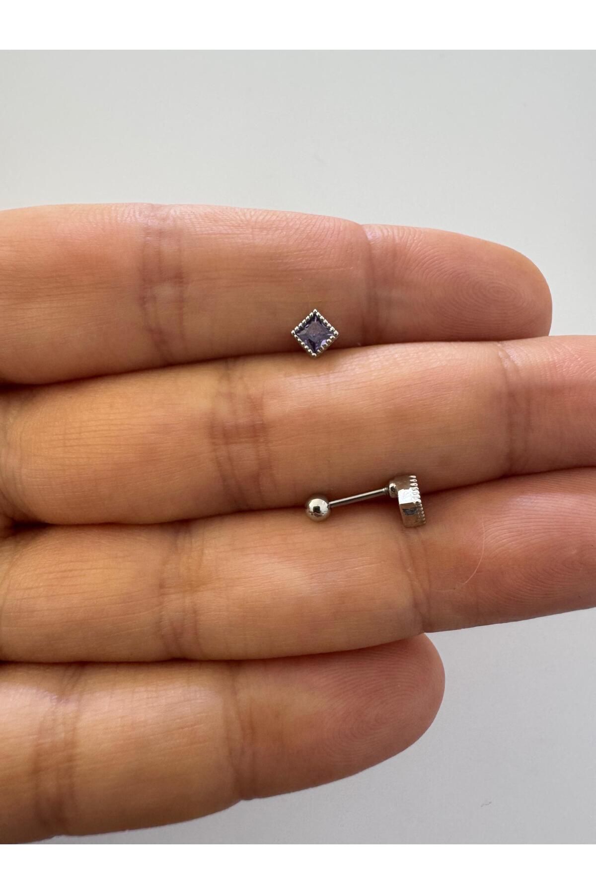 Arescollection 1 adet zirkon taşlı helix tragus lobe uyumlu piercing küpe