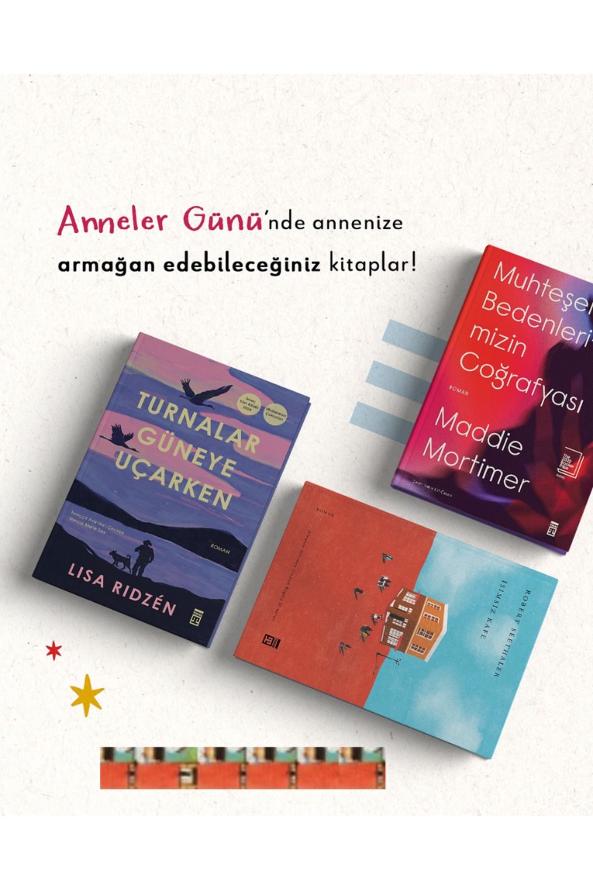 Timaş Yayınları ANNELER GÜNÜNE- Turnalar Güneye Uçarken,Muhteşem Bedenlerimizin Coğrafyası,İsimsiz Kafe(3KİTAP)