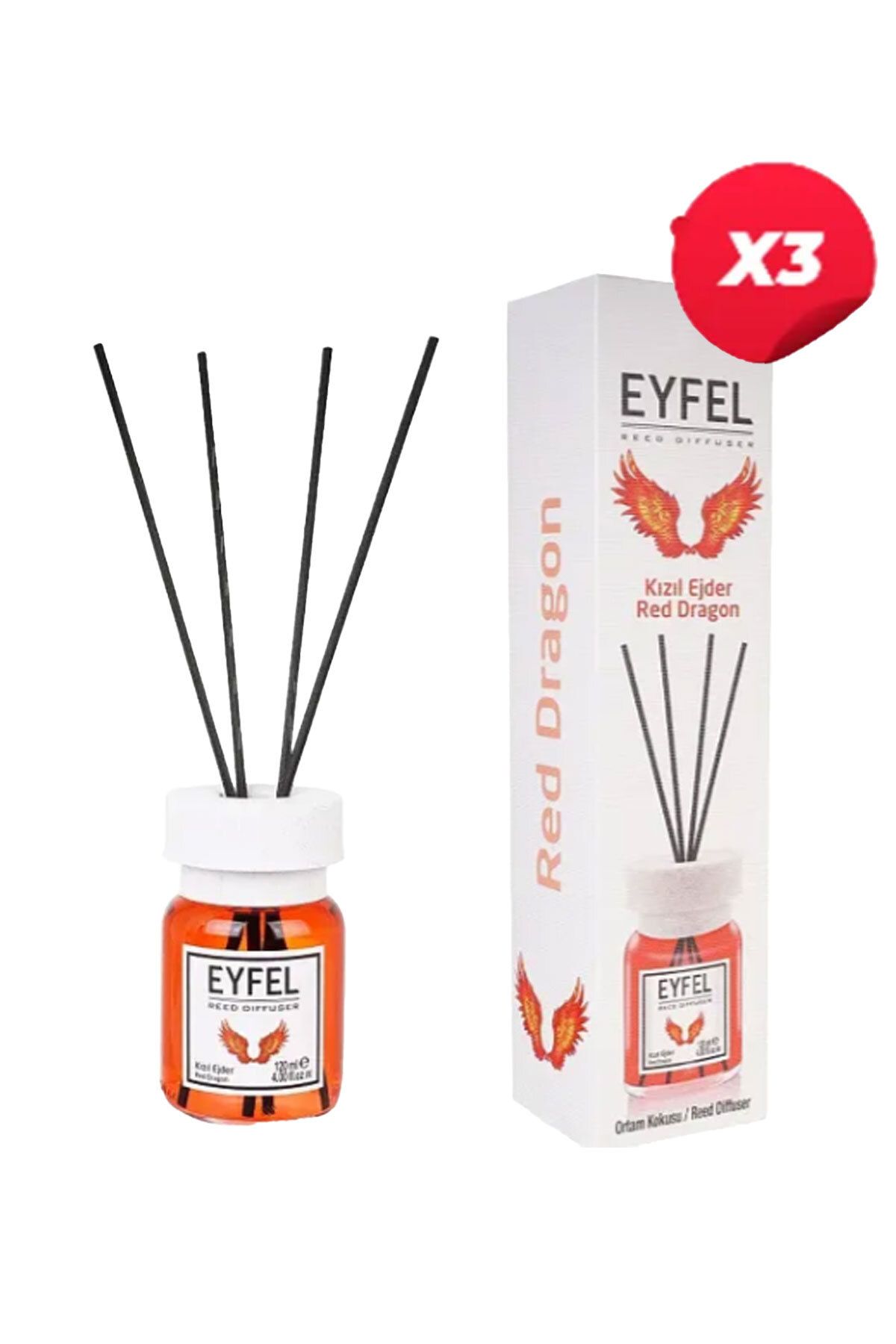 Eyfel Odorizant De Cameră Red Dragon Cu Bețișoare, 120ml X3 - One Size