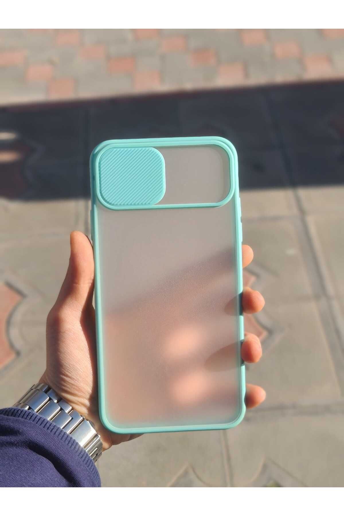 CEP-HANE Apple İphone 11 Pro Max Uyumlu Kılıf Kamera Kapaklı Lens Korumalı Mat Arka Kenarları Renkli Kılıf