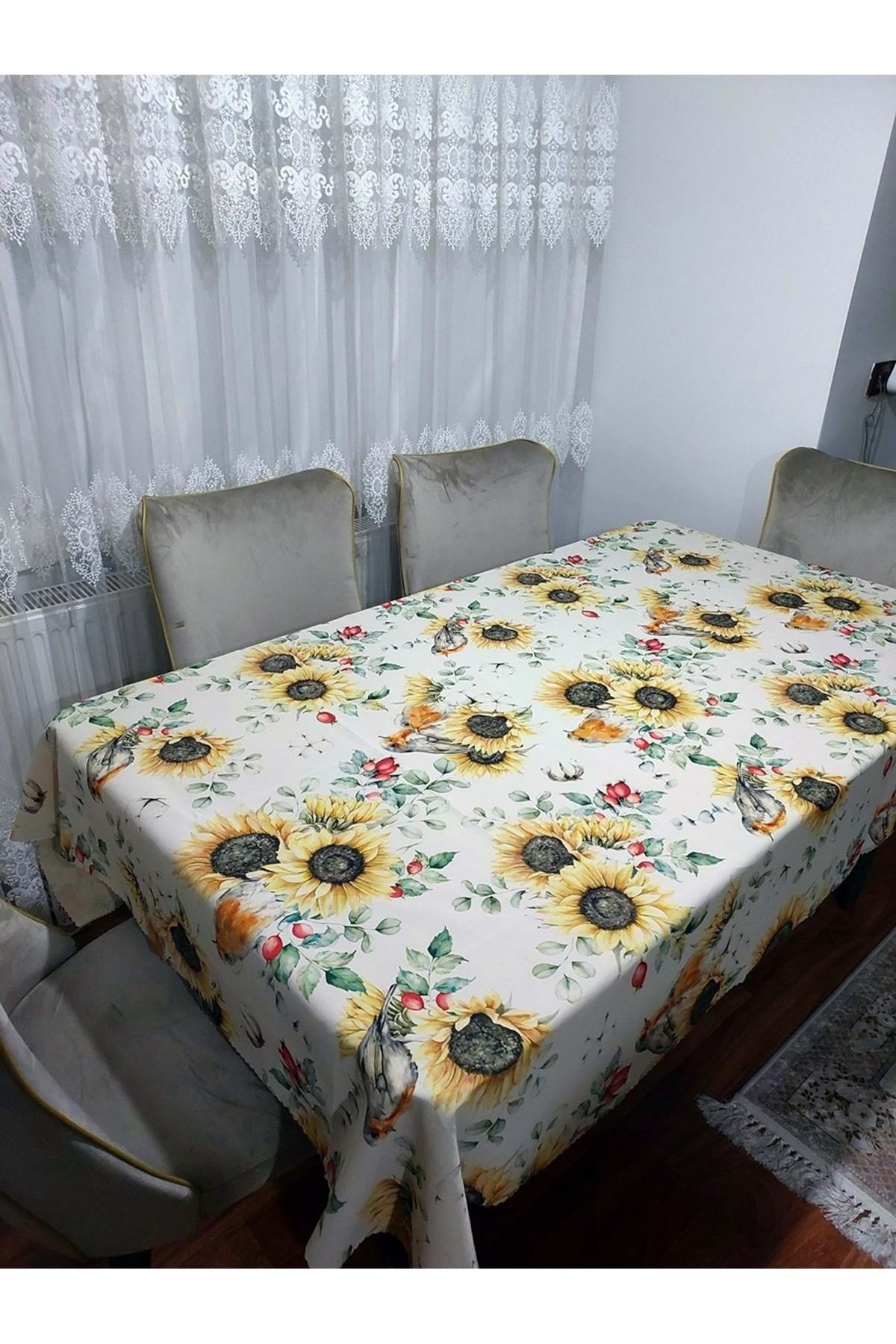 Mandaş 2 Adet Sunflower Desenli 3D Dikdörtgen Masa Örtüsü (160x200)