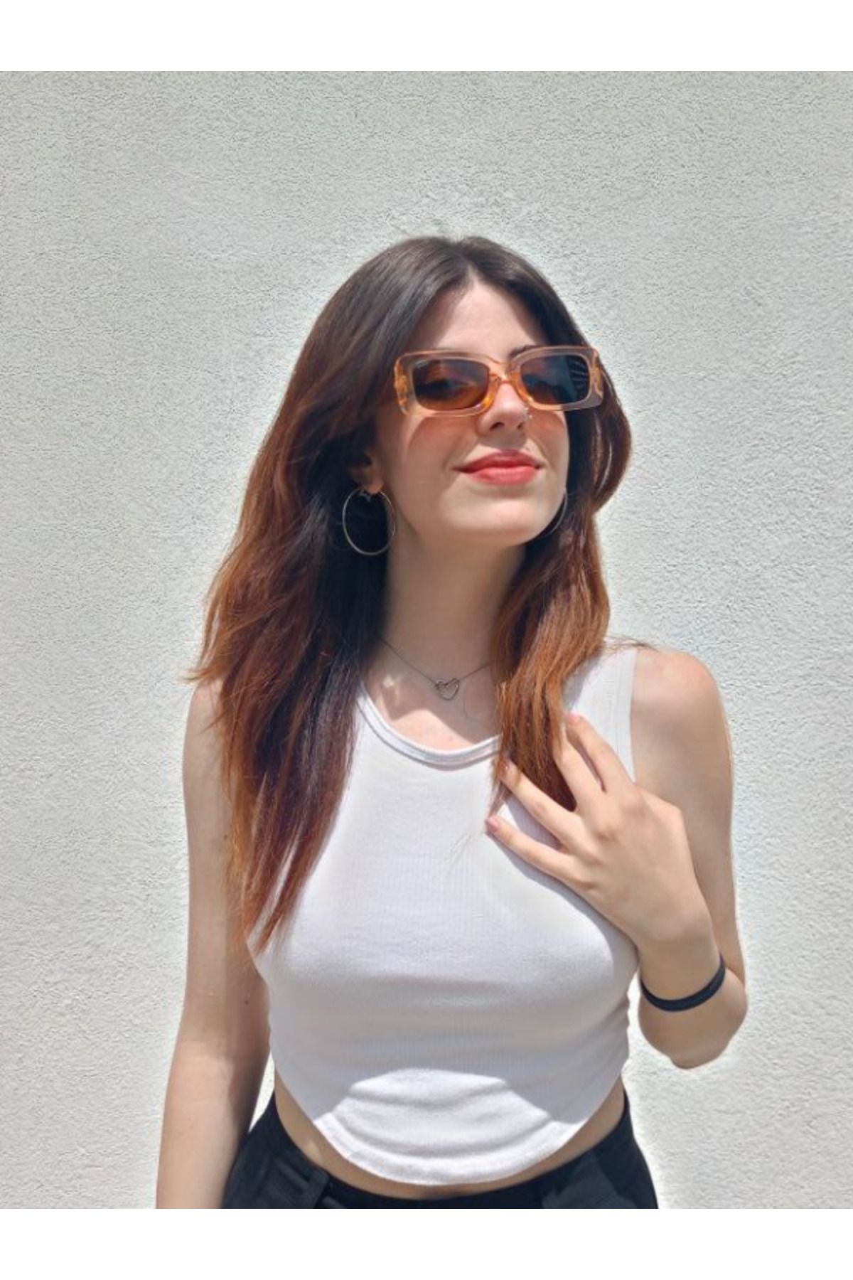 Sunglasses Kadın Saydam Kahverengi Şık Güneş Gözlüğü