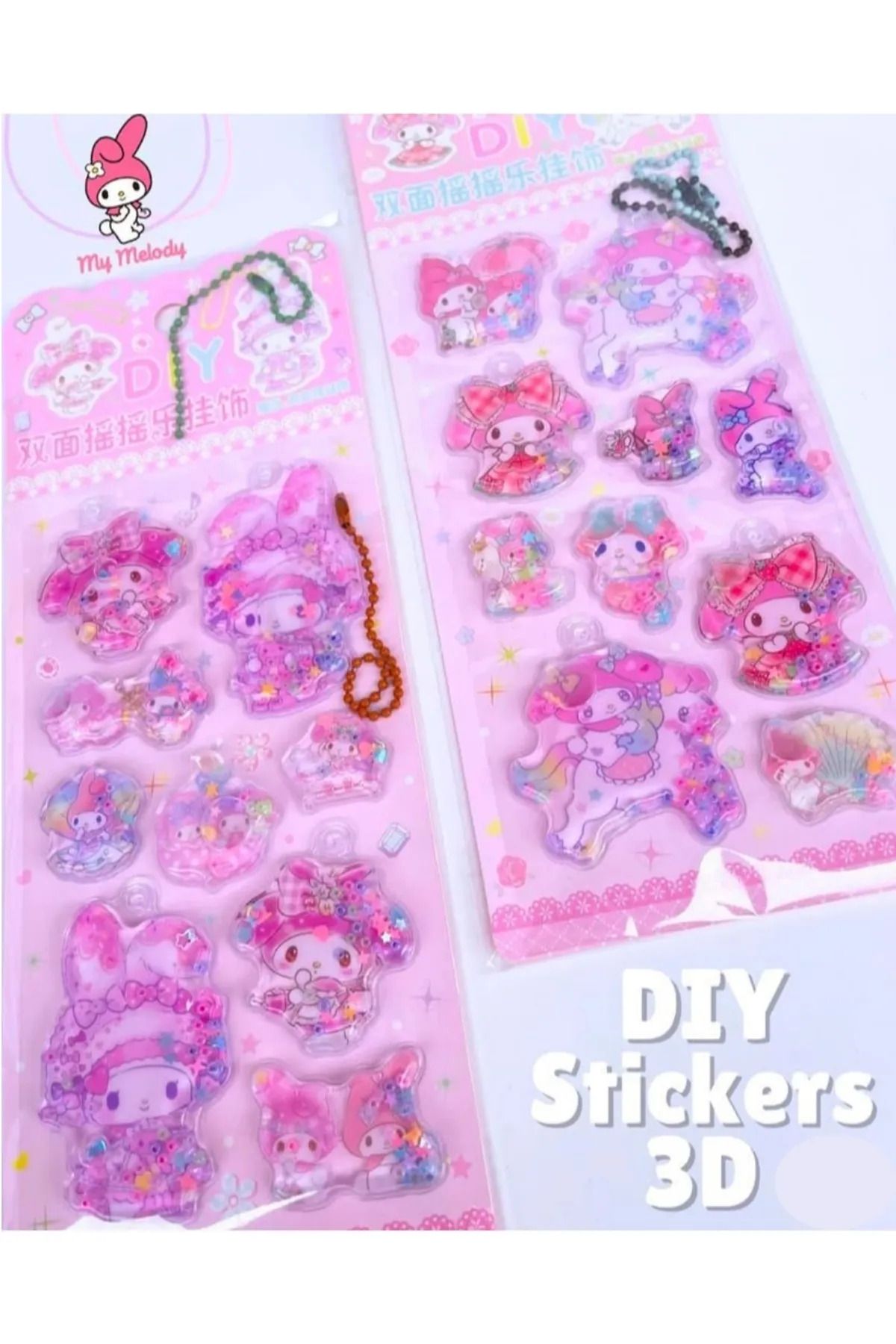 zeynobella Kuromi My Melodi Cinnamoroll 3D Sulu Pullu Sticker Anahtarlık Hediyeli 1 Adet
