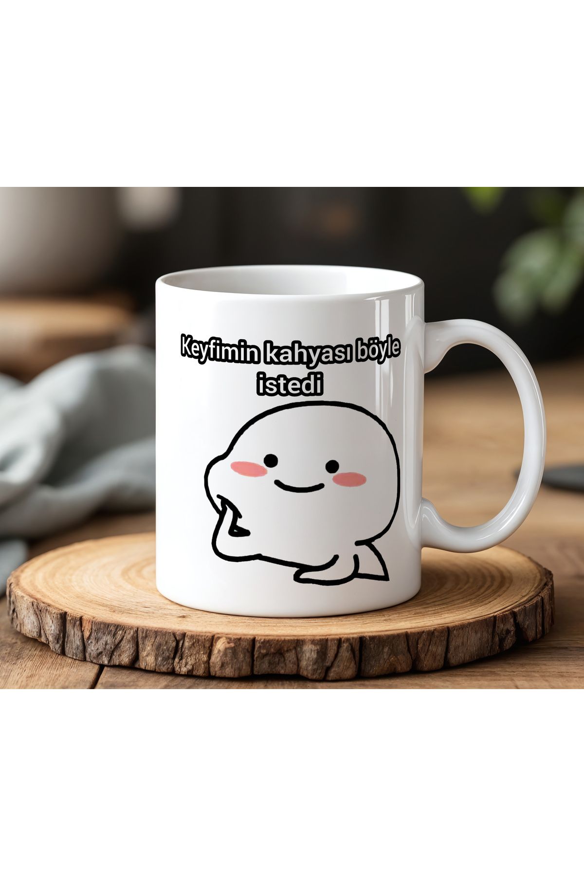 BB TRADE Keyfimin Kahyası Böyle İstedi Tasarımlı Beyaz Seramik Baskılı Kupa Bardak 330ml