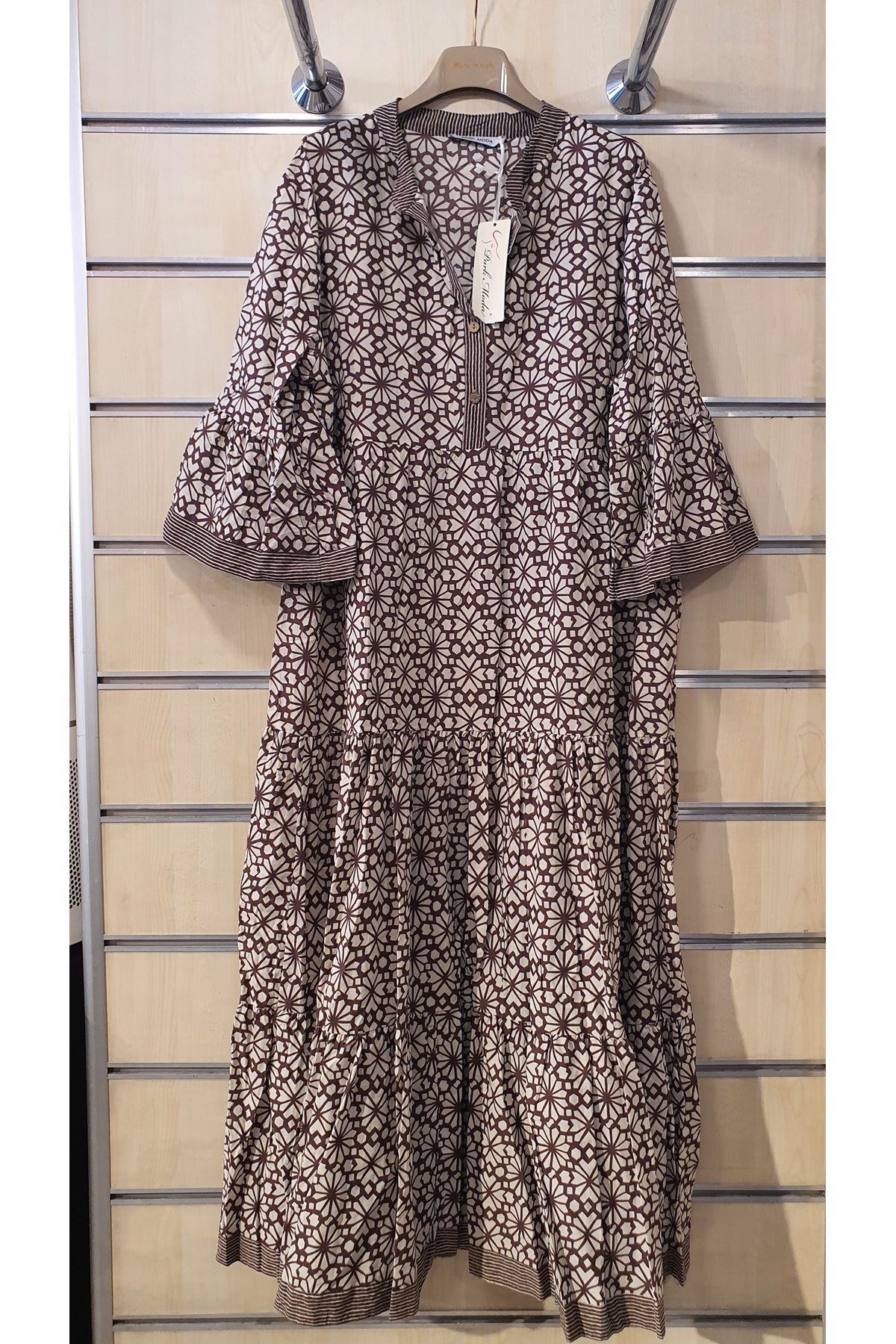 Park Moda DESEN GARNİLİ UZUN PAMUK ELBİSE