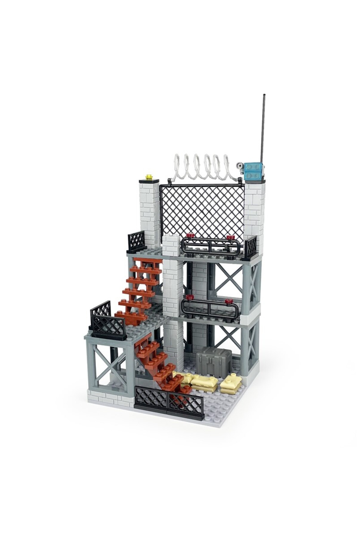 بلوک‌های ساختمانی تزئینی صحنه‌ی کارخانه سربازان خاکستری ۱۵۵ عددی، قابل‌سازگاری با لوازم جانبی A