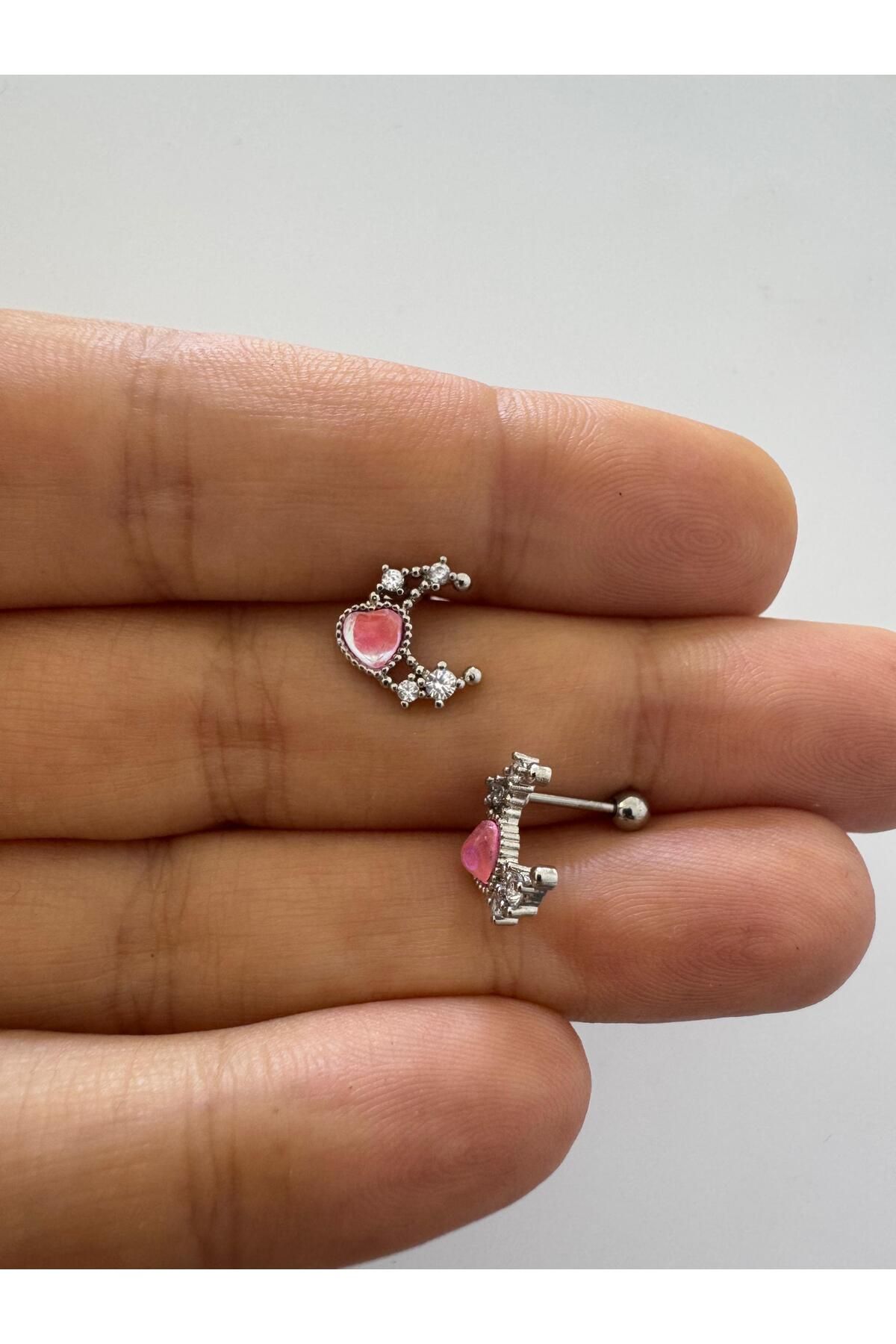 Arescollection 1 adet zirkon taşlı helix tragus lobe uyumlu piercing küpe