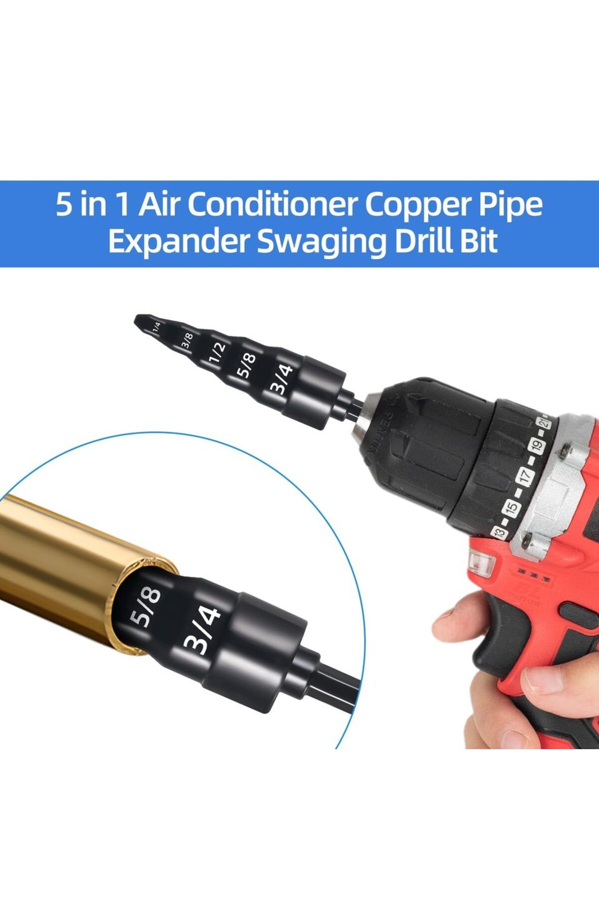 Choice-Swaging Tool 5 in 1 Air Conditioner Copper Pipe Expander Swaging Drill Bit Set with Hex Shank, wi... 3