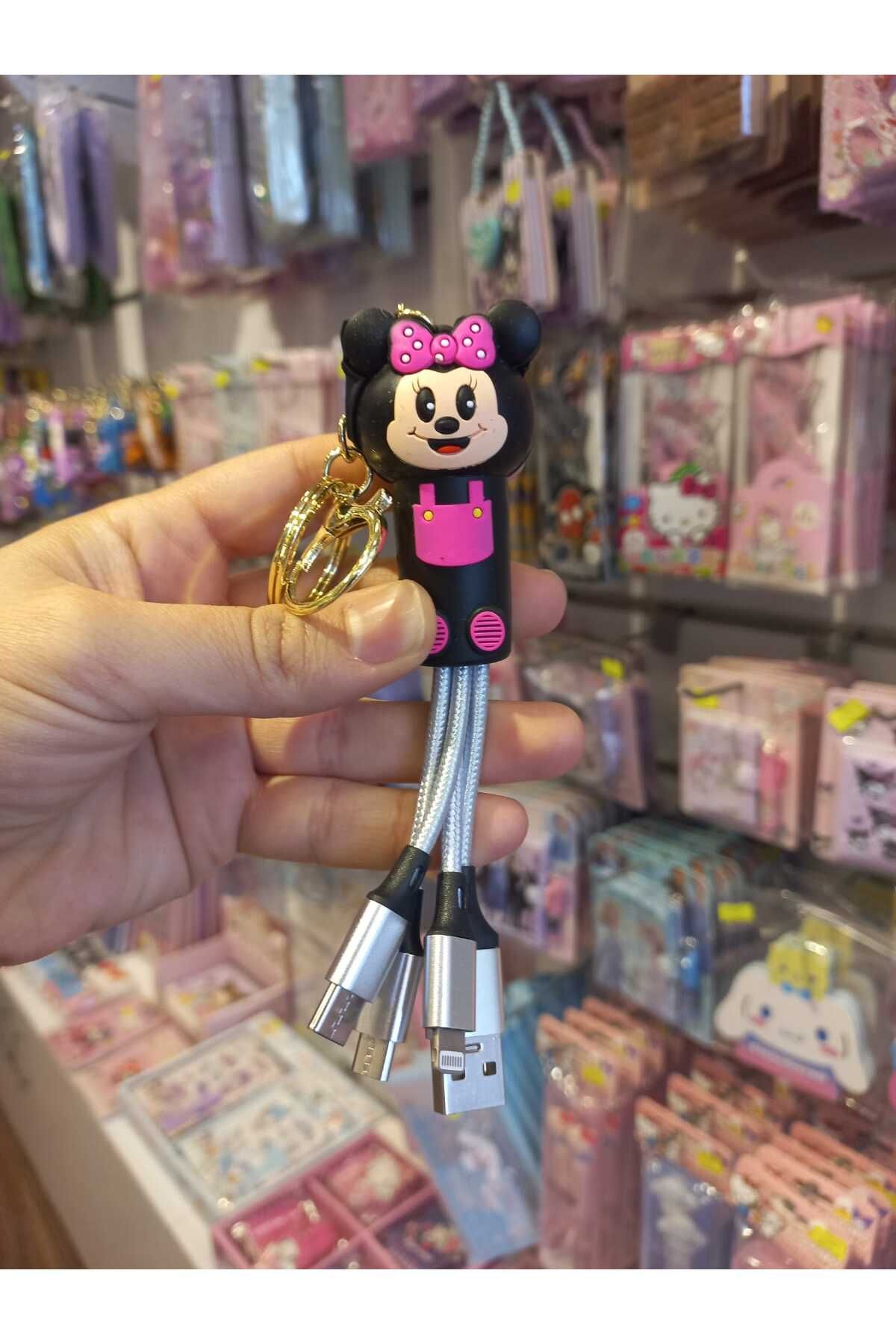 zeynobella Sevimli Karakterli çoklu şarjlı anahtarlık usb type-c Iphone lightning micro usb anahtarlık