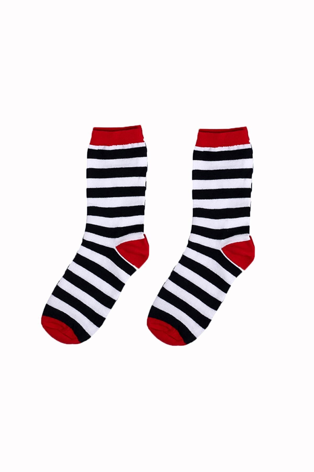 Red Navy Blue Striped Socket Socks