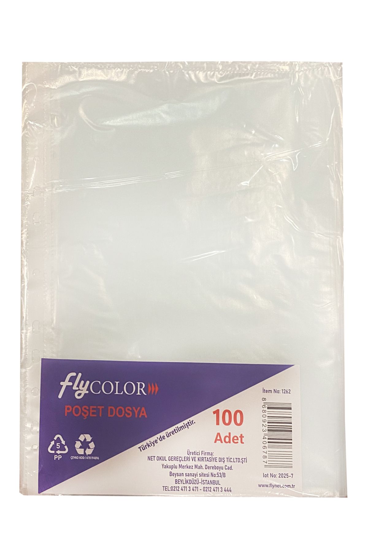 FLY COLOR 100 Adet A4 Şeffaf Dosya Föy Poşet Dosya