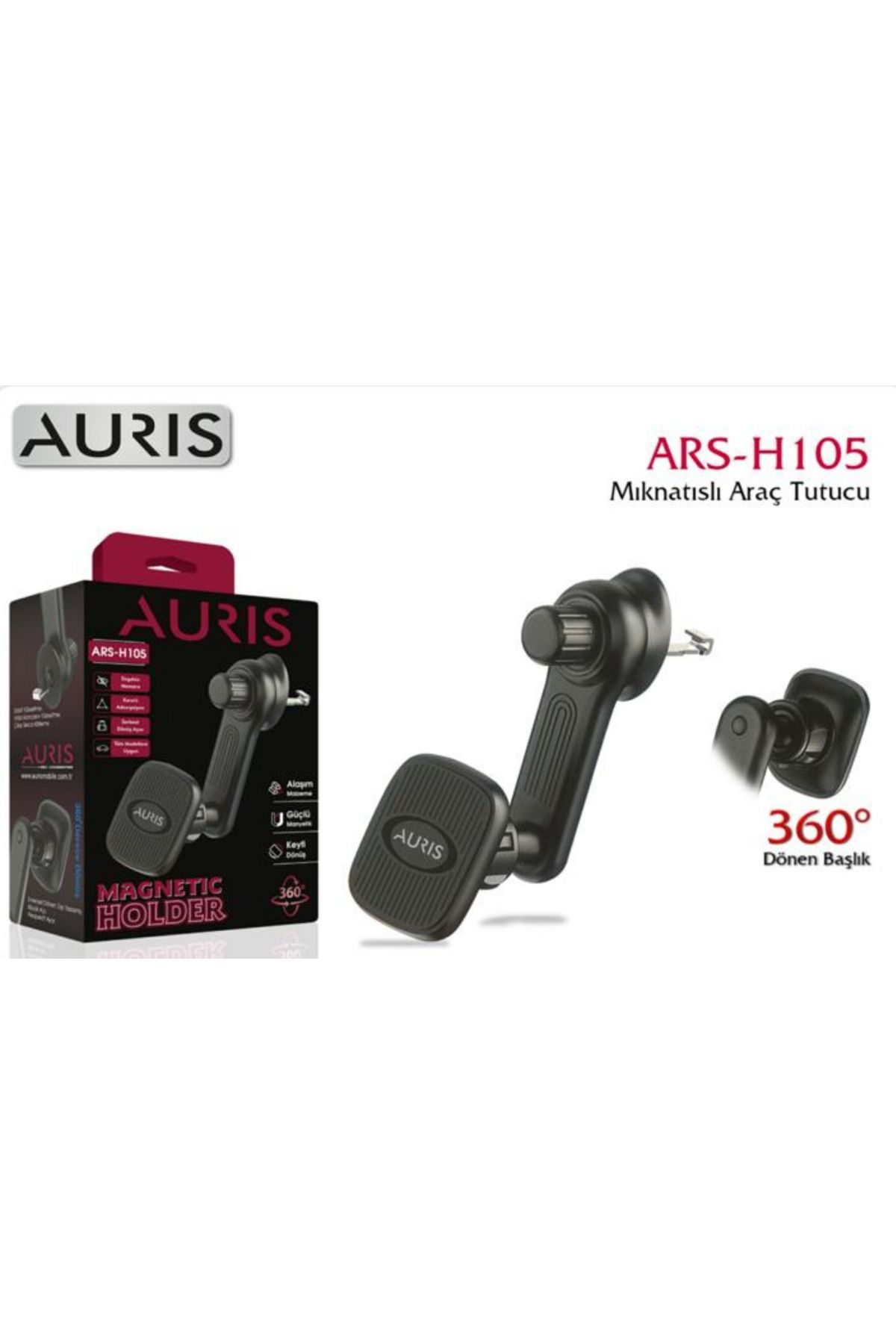 Auris MAGNETİK HAVALANDIRMAYA SABİTLENEN 360° DÖNEN BAŞLIKLI ARAÇ İÇİ TELEFON TUTUCU