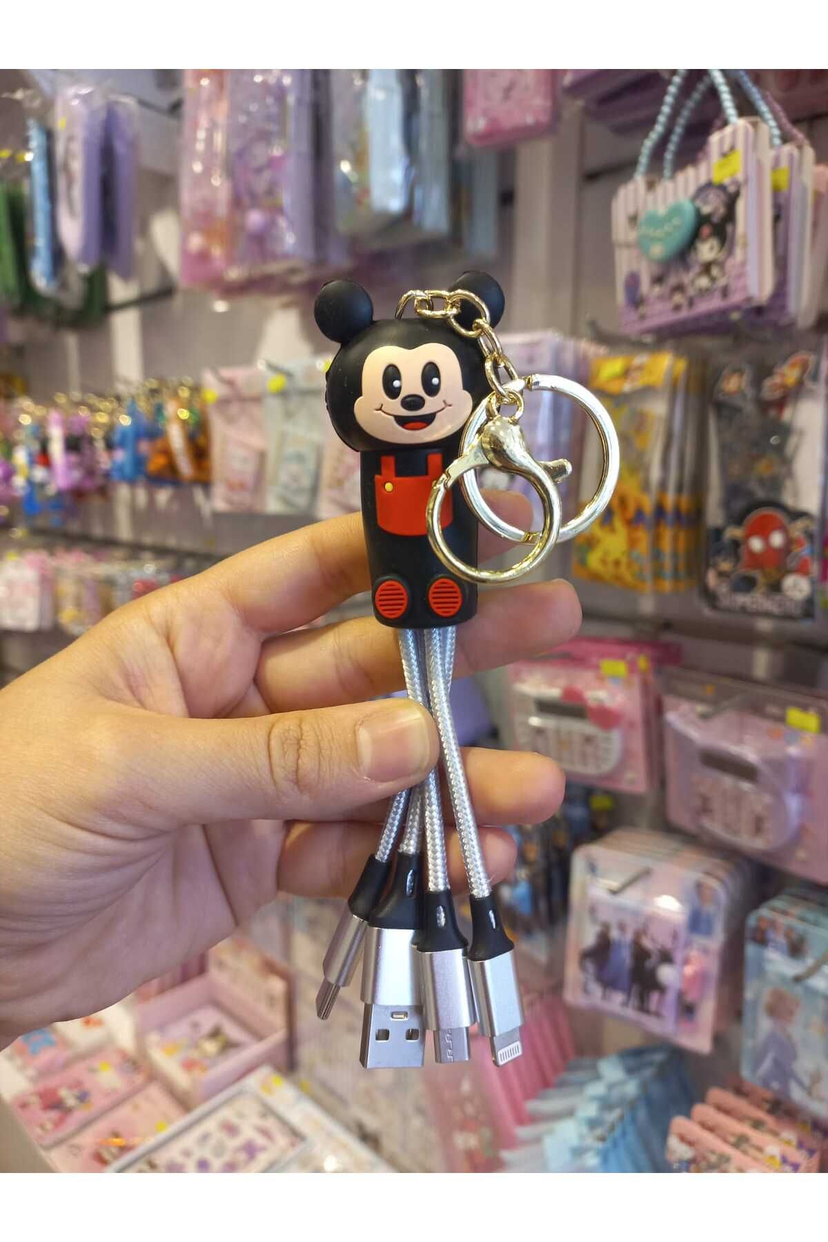 zeynobella Sevimli Karakterli çoklu şarjlı anahtarlık usb type-c Iphone lightning micro usb anahtarlık
