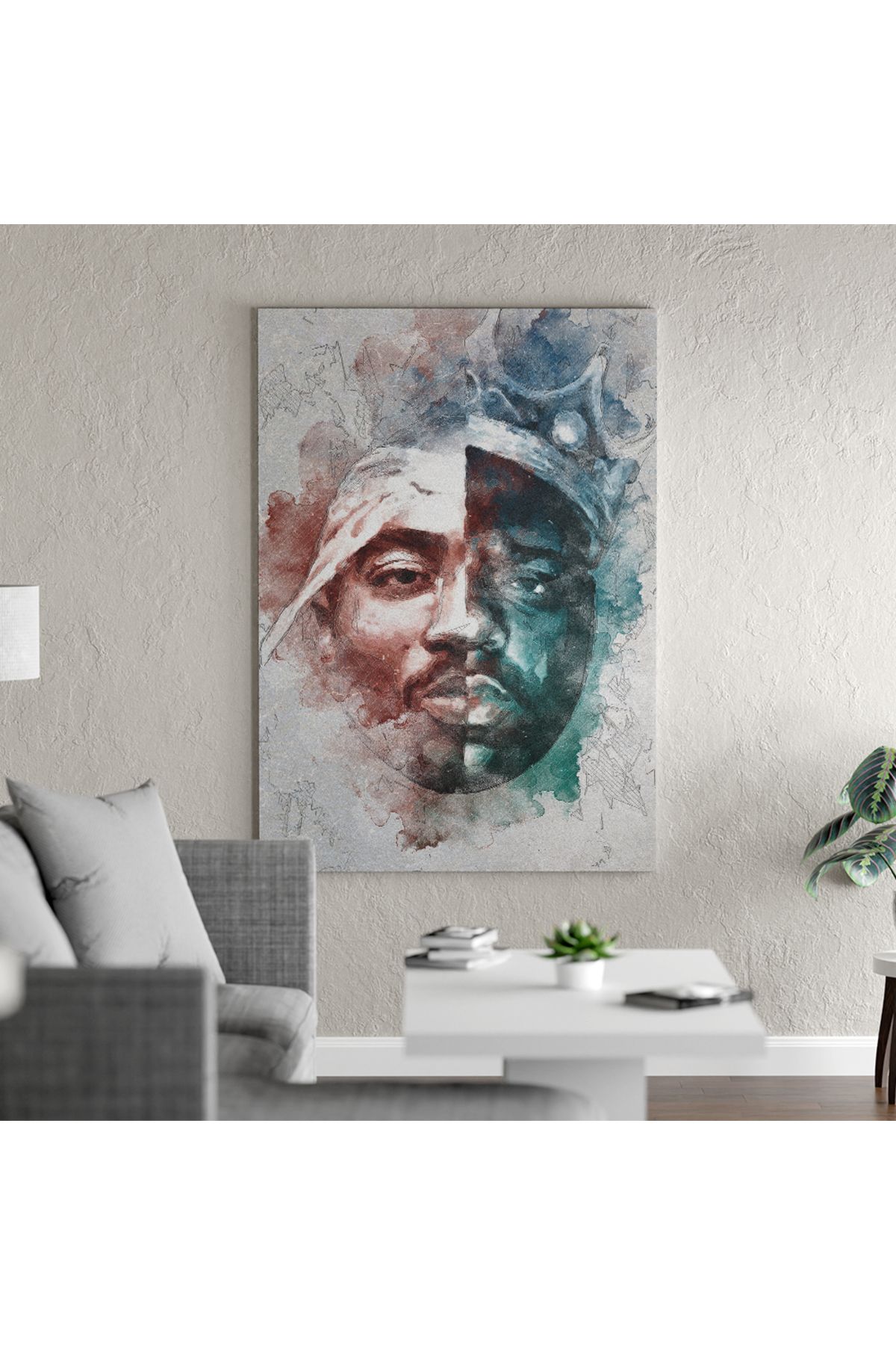 Yzc Store Biggie & Tupac Kanvas Tablo | Hip Hop Efsaneleri Portre Duvar Sanatı | Hip Hop Tablosu