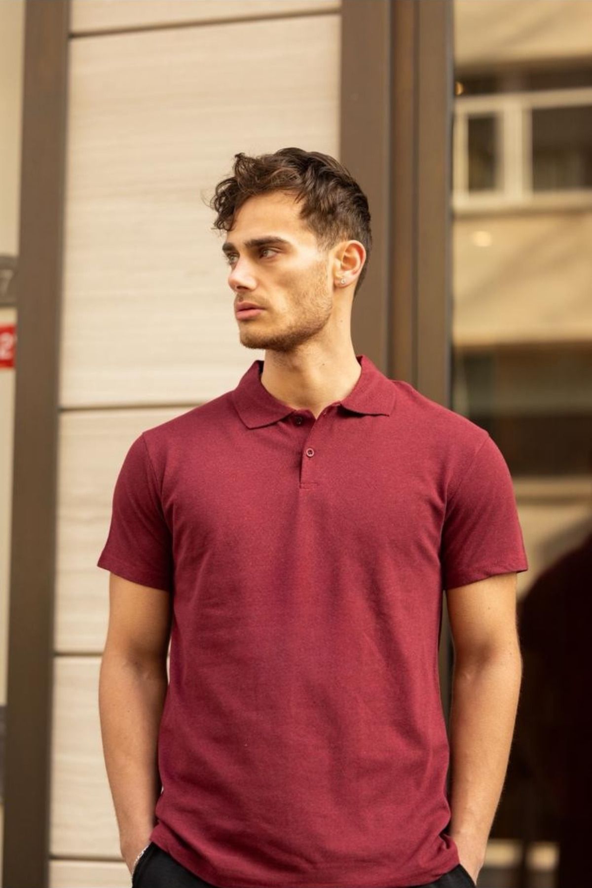 GAYIŞ Erkek Pike Kumaş Polo Yaka T-shirt, Erkek Günlük Klasik Tişört