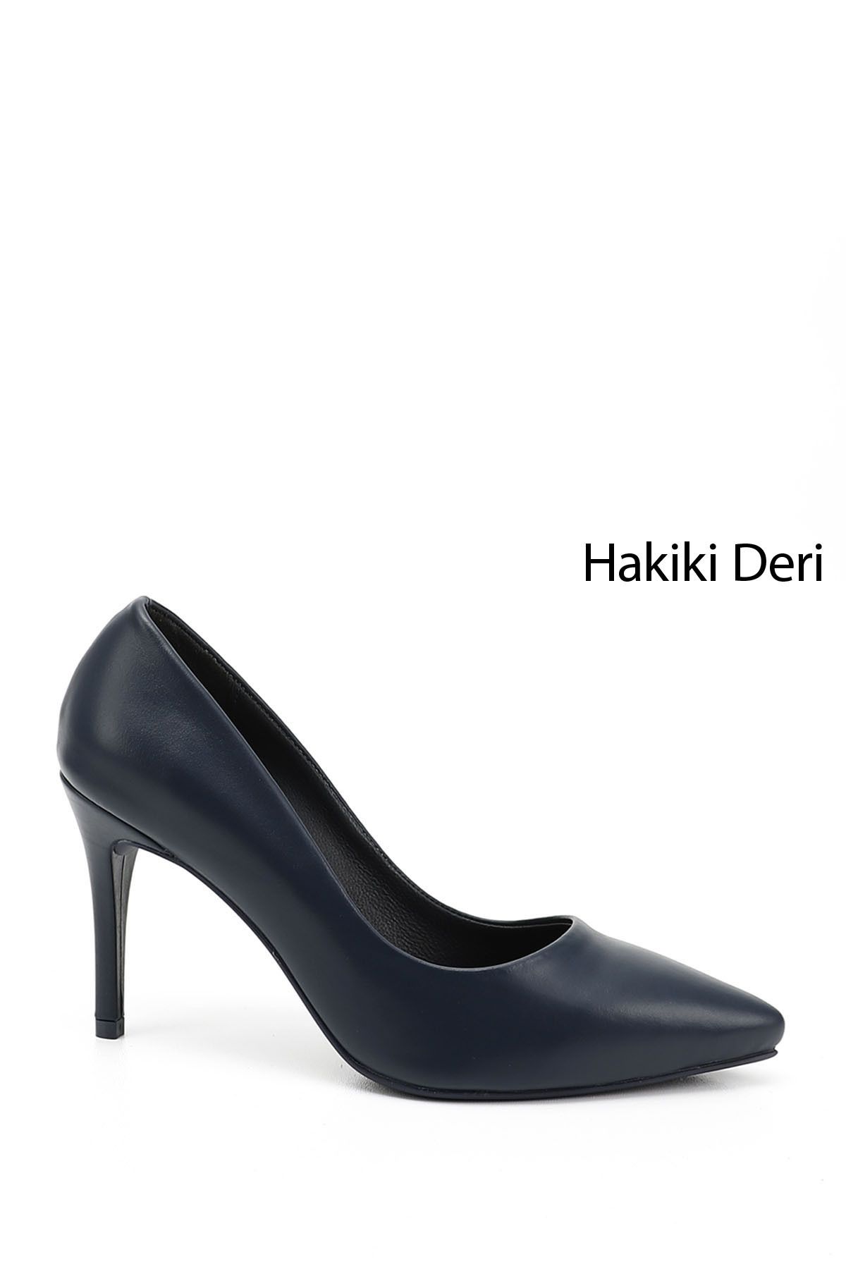 GÖNDERİ(R) Kadın / Kız Lacivert Sivri Burun İnce Topuklu Hakiki Deri Stiletto