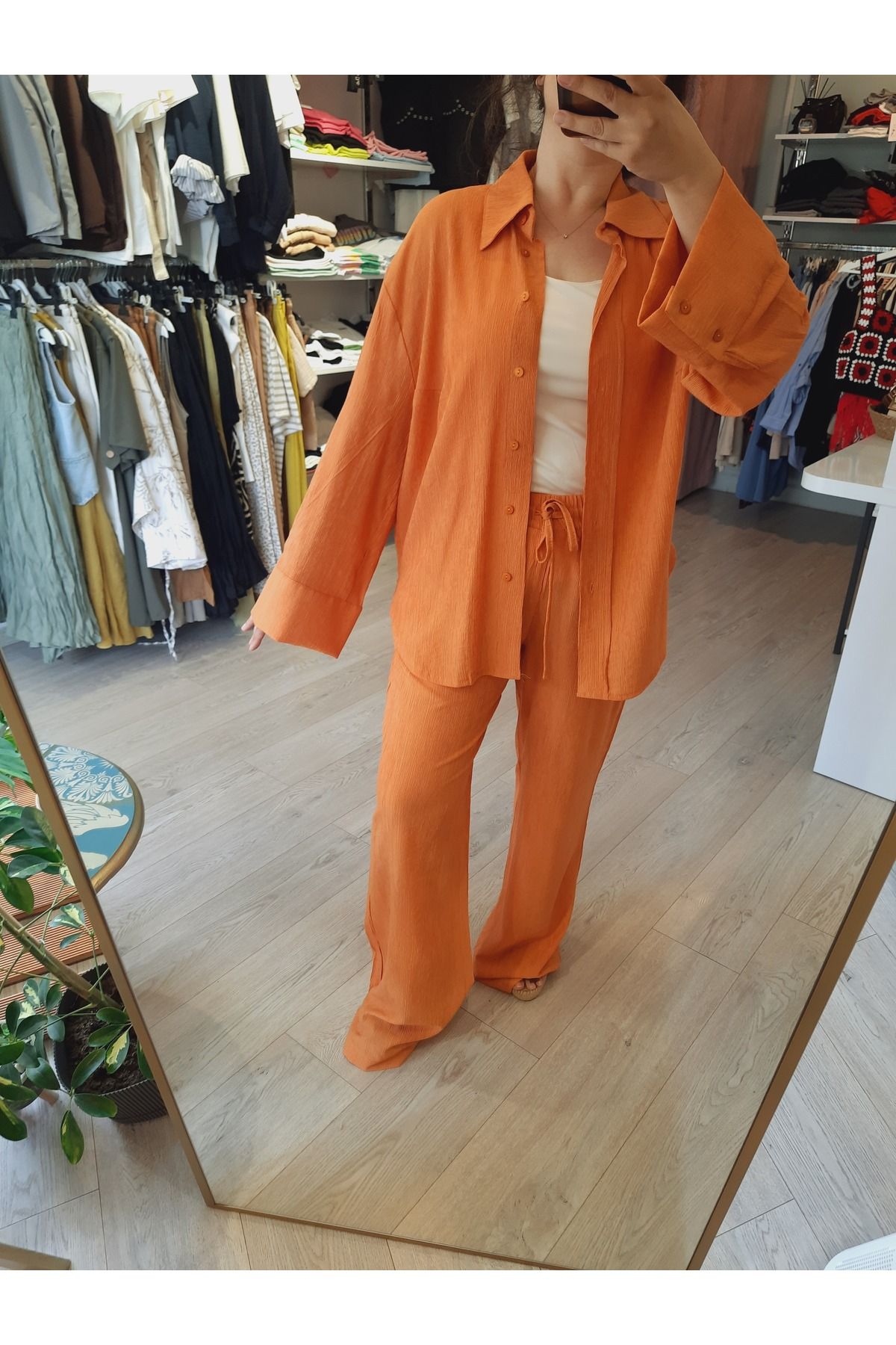 ALVWOMAN Piliseli Gömlek Pantolon Takım
