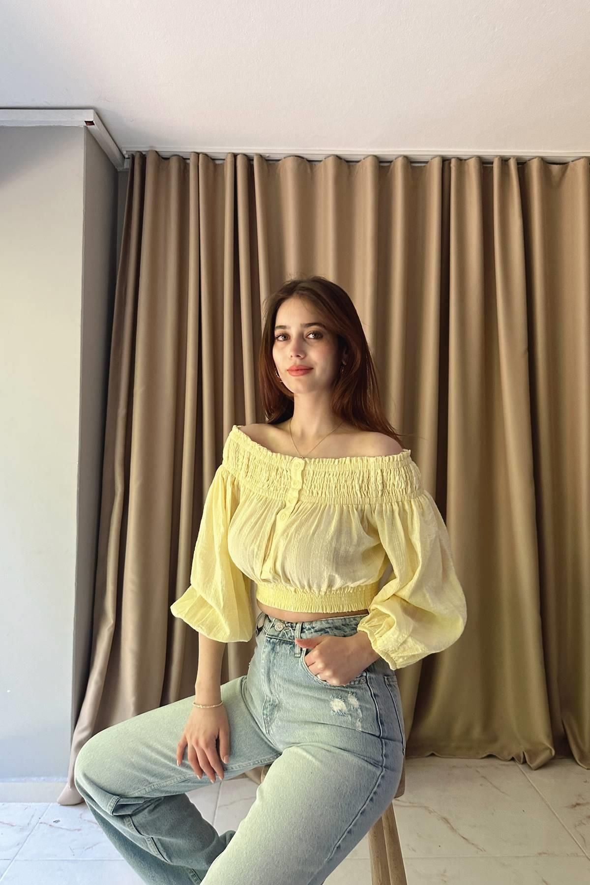 lizge giyim-Open Shoulder Buttoned Ball 2