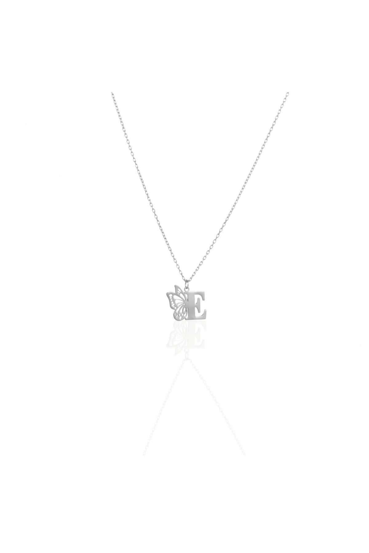 Klart Jewellery Harfli Kelebek Kolyesi 925 ayar Gümüş Harfli Kelebek Kolye