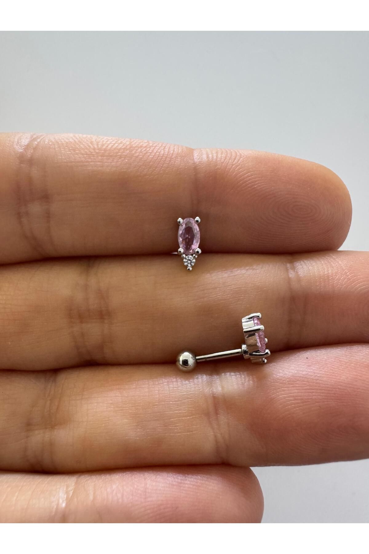 Arescollection 1 adet zirkon taşlı helix tragus lobe uyumlu piercing küpe