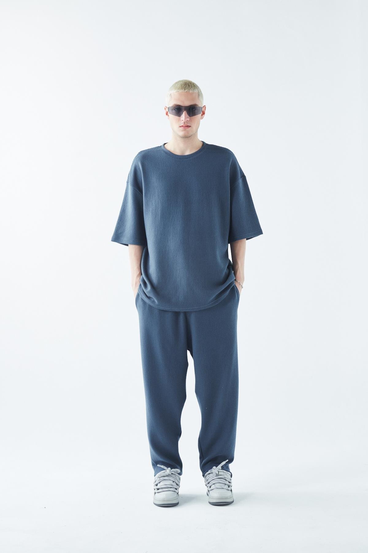 Oversize Basıc Triko Eşofman Takım Koyu Petrol — آبی 40-734