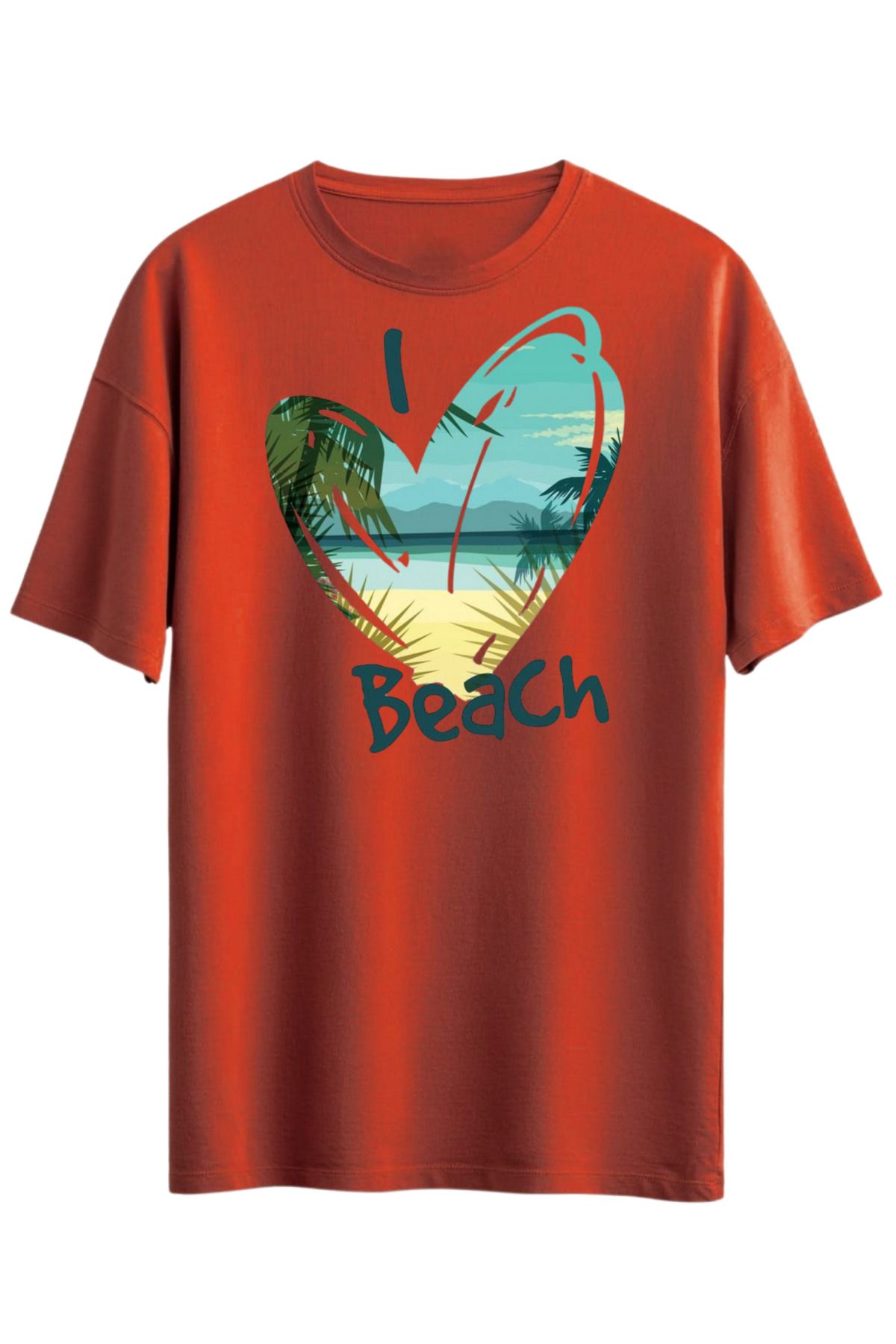 MODA BEACH YAZ PLAJ BOL KESİM OVERSİZE OMUZU DÜŞÜK T-SHİRT TÜYLENMEZ %100 PAMUK