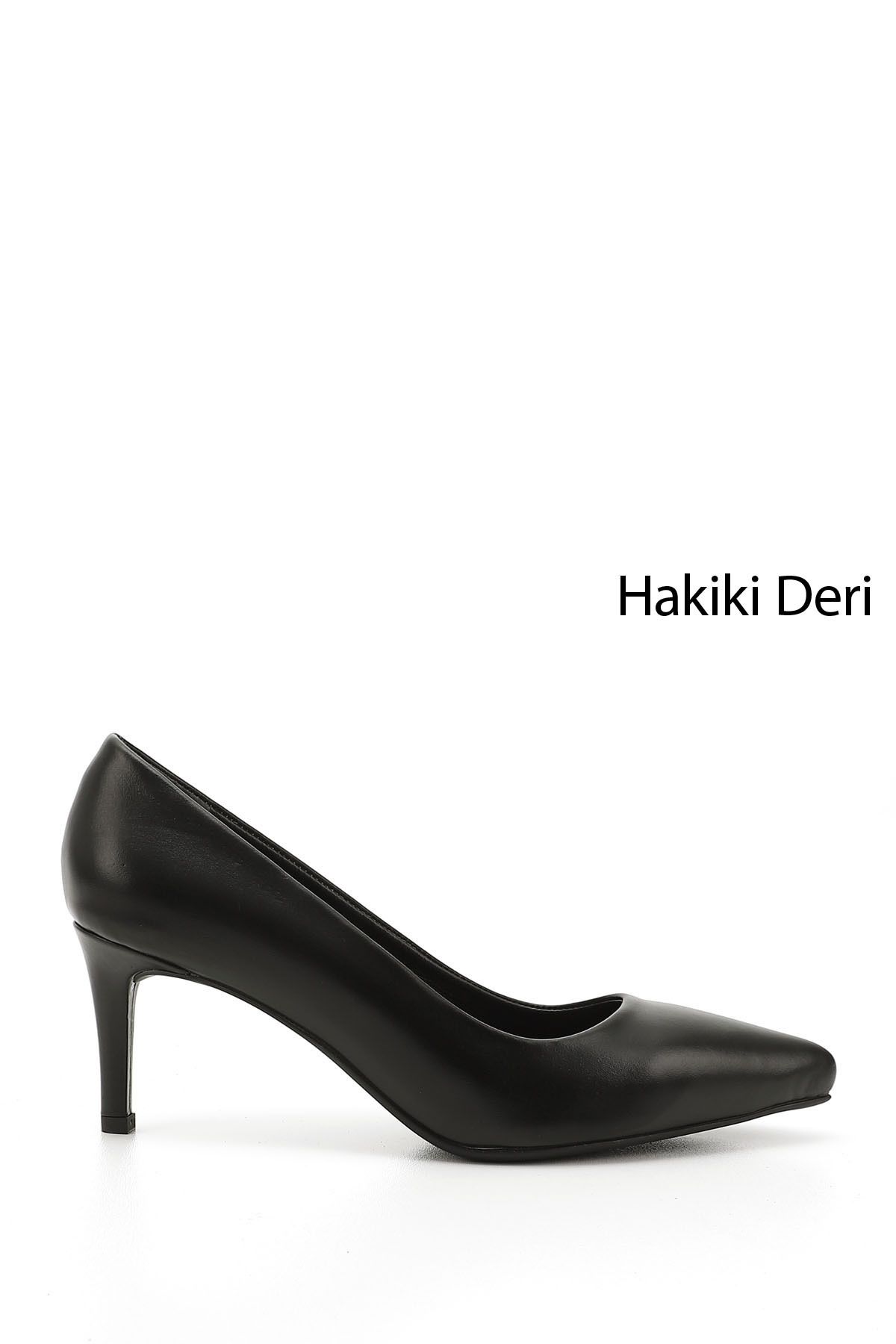 GÖNDERİ(R) Kadın / Kız Siyah Sivri Burun İnce Topuklu Hakiki Deri Stiletto