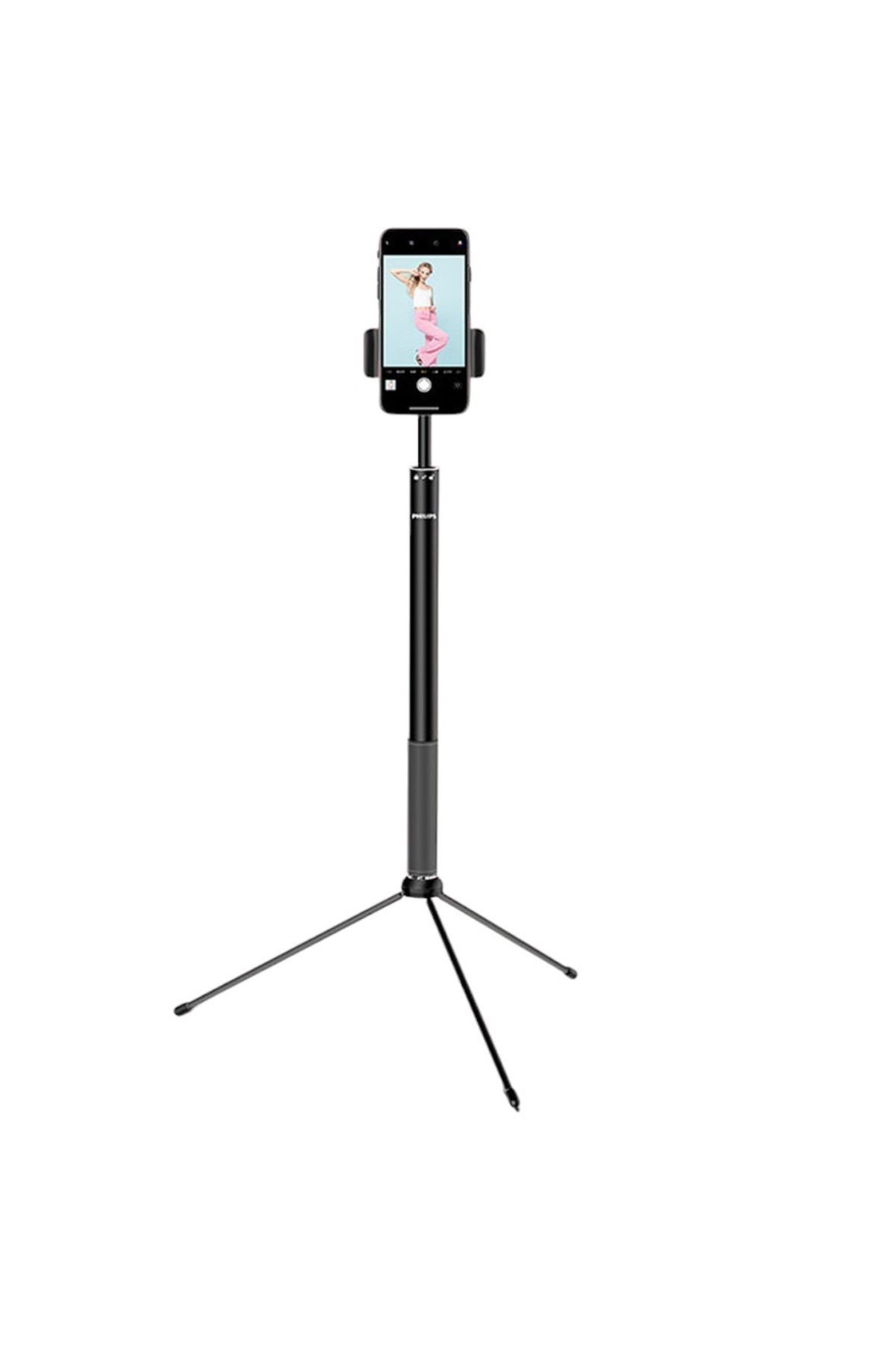 Philips 2İn1 Tripod Standlı Youtube Tiktok Selfie Çekim Işıklı Telefon Tutucu - Makyaj Işığı DLK3621
