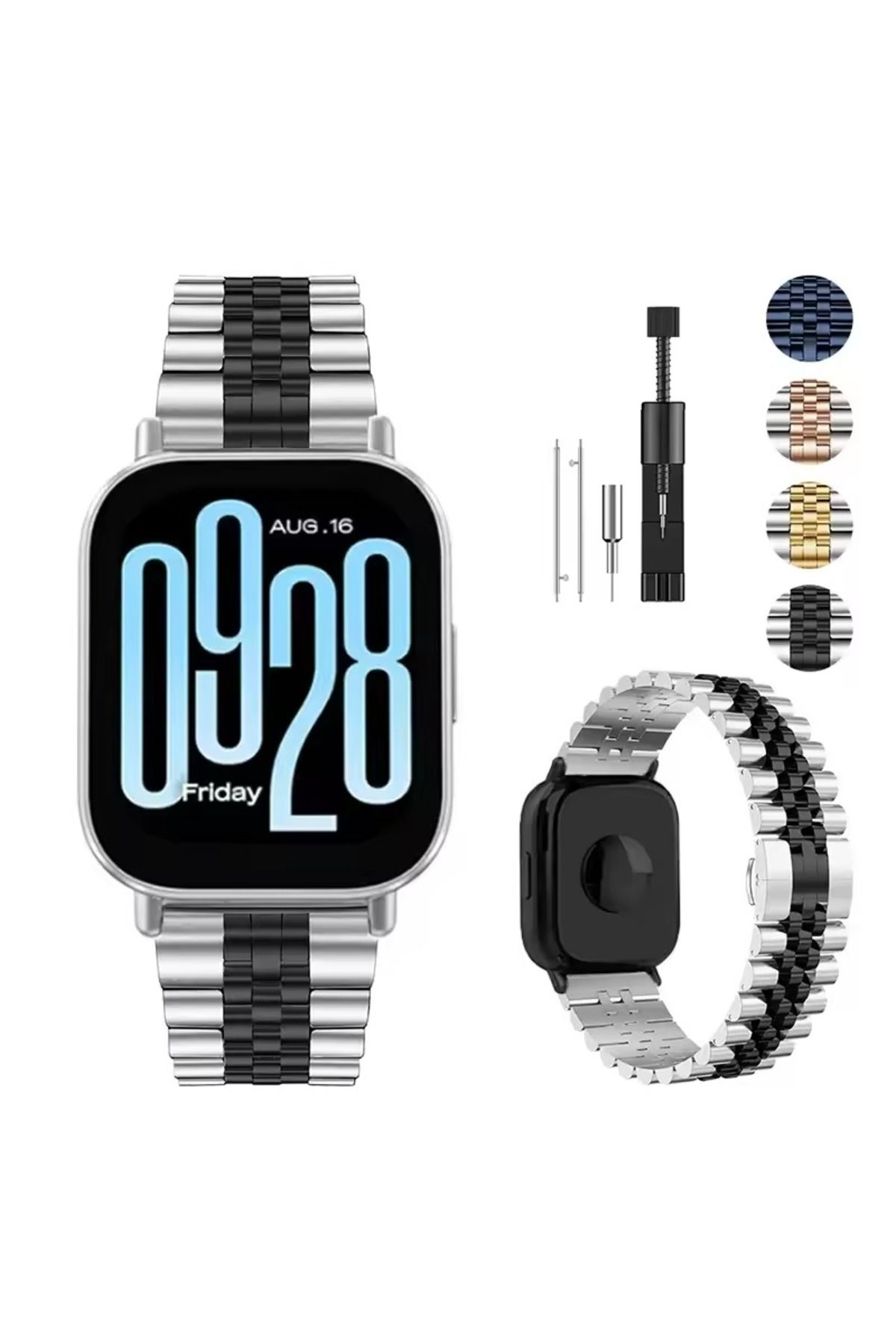 Alstrap Redmi Watch 5 Active/Redmi Watch 5 Lite Uyumlu Rolex Tasarım Paslanmaz Çelik Rolex Kordon
