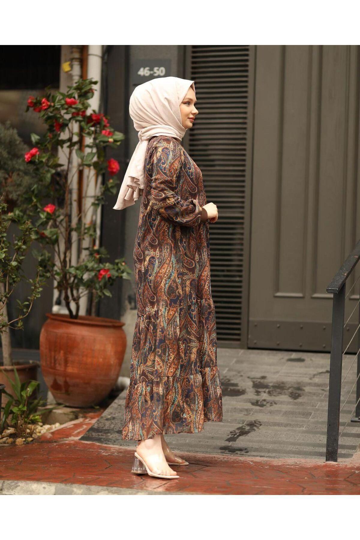 HARMAN BUTİK  KADIN ASTARLI ŞİFON ELBİSE - Görsel 3